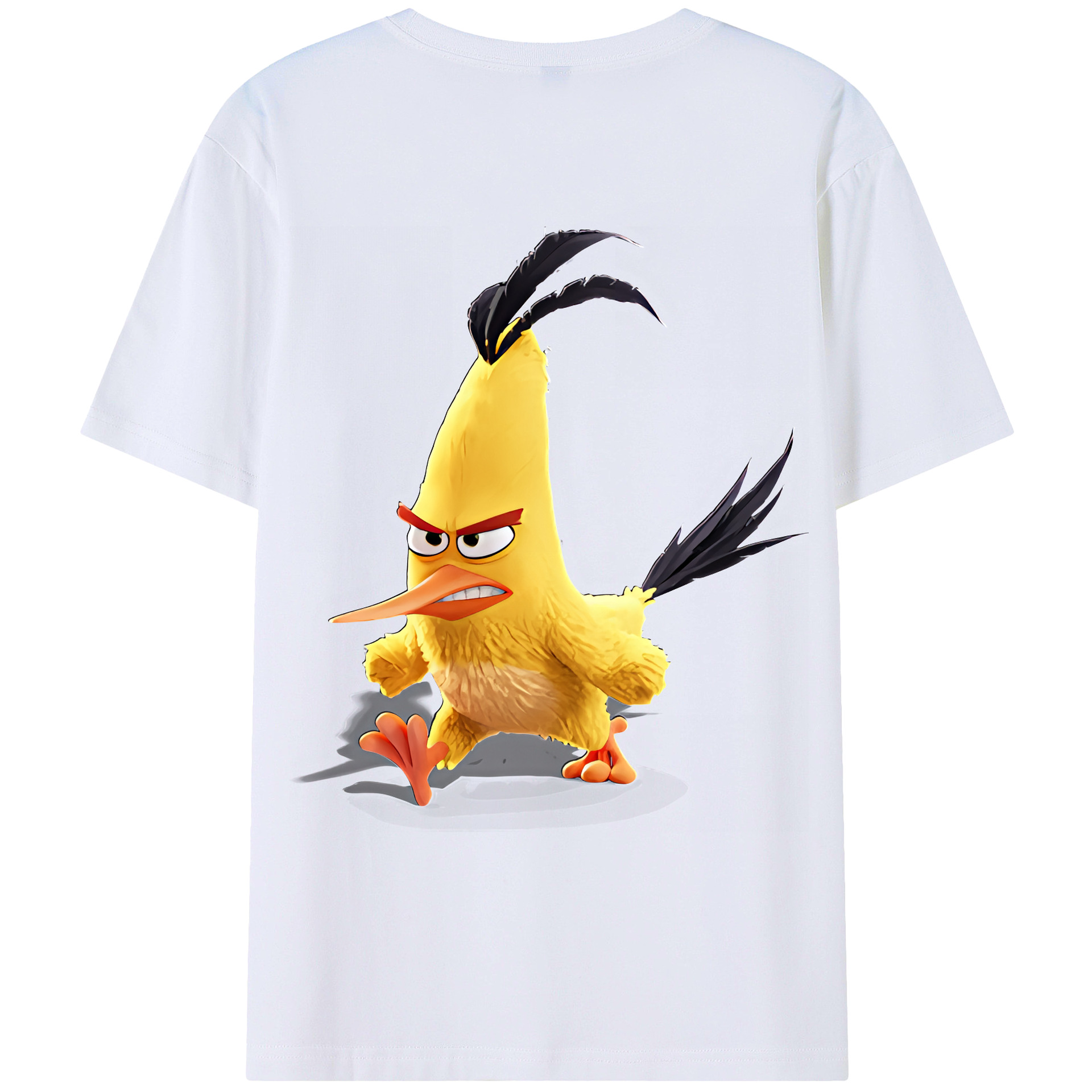 （画像用） Angry Birds アングリーバード 綿100％ メンズ半袖Tシャツ（バックプリント） 通気性