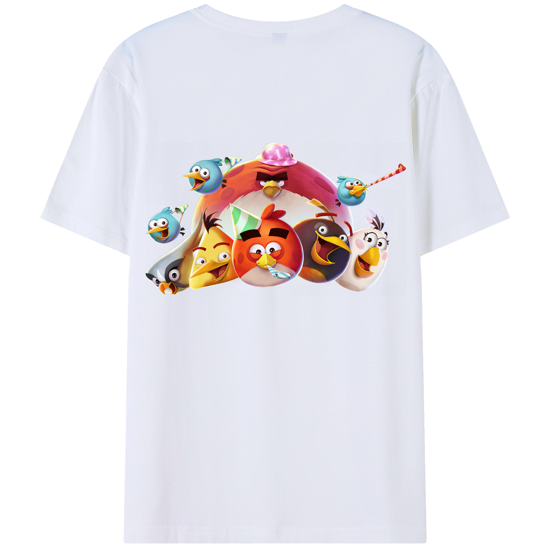 （画像用） Angry Birds アングリーバード 綿100％ メンズ半袖Tシャツ（バックプリント） 通気性