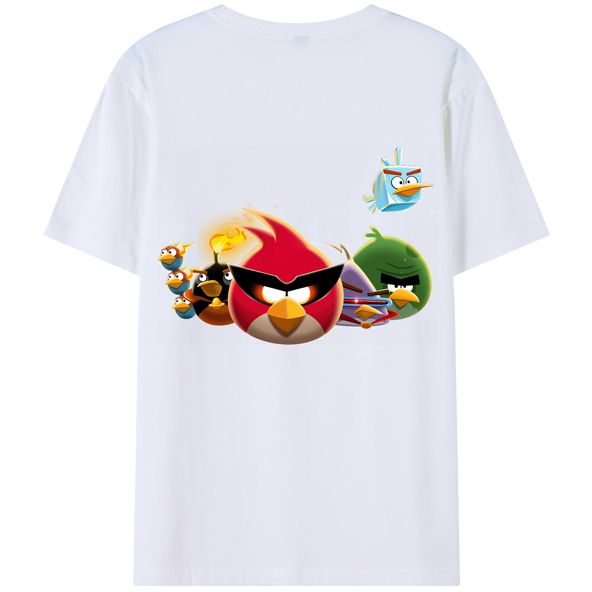 （画像用） Angry Birds アングリーバード 綿100％ メンズ半袖Tシャツ（バックプリント） 通気性