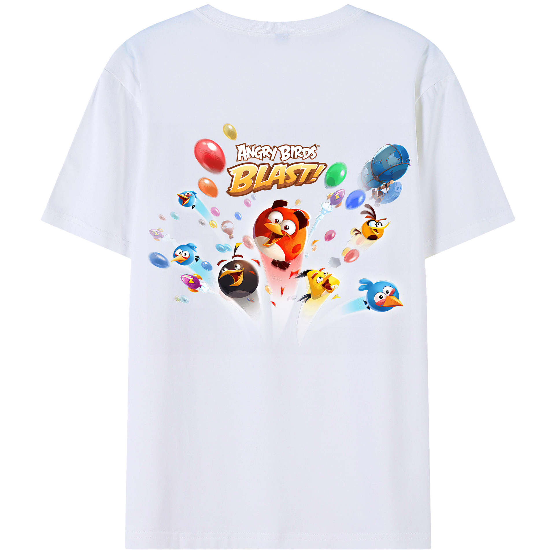 （画像用） Angry Birds アングリーバード 綿100％ メンズ半袖Tシャツ（バックプリント） 通気性