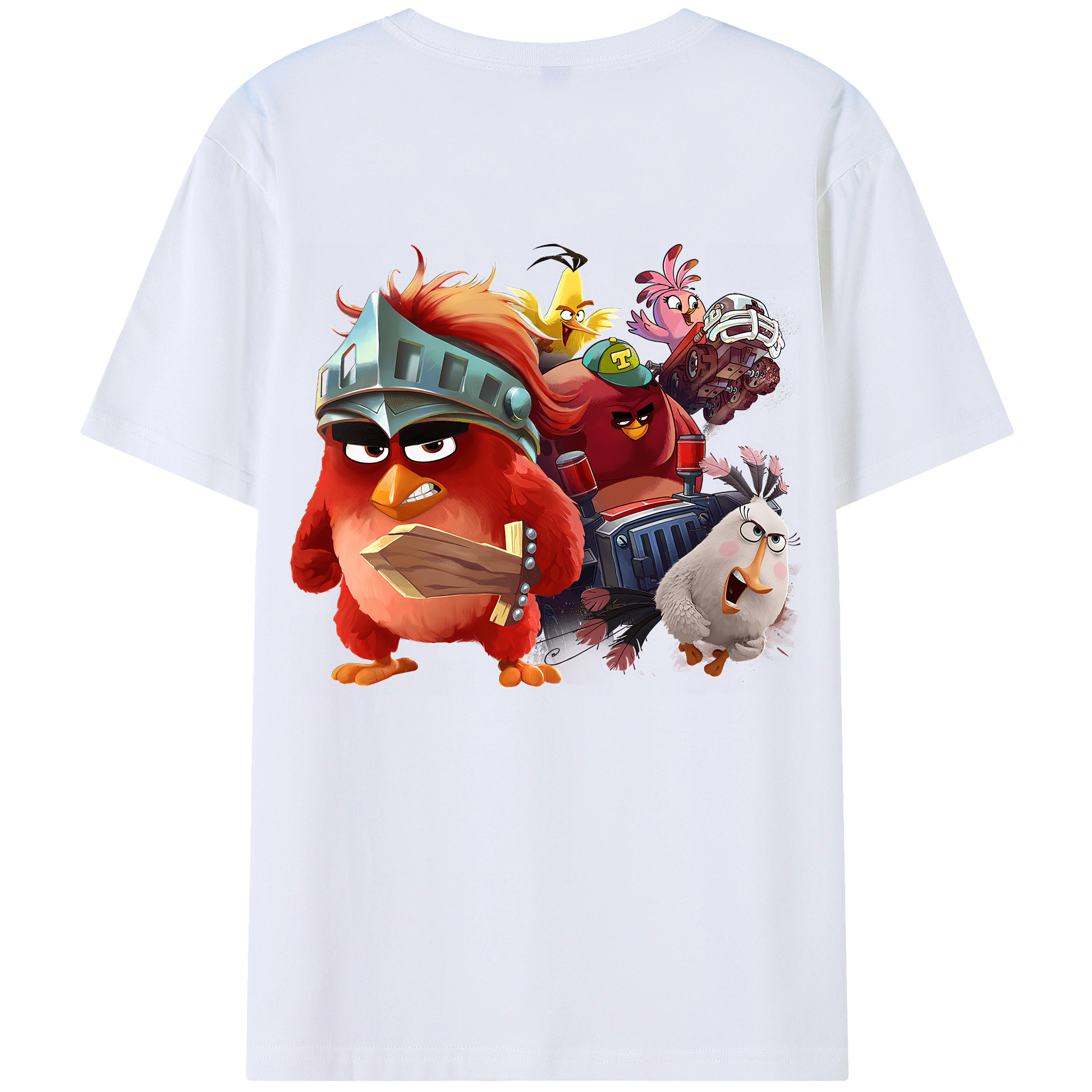 （画像用） Angry Birds アングリーバード 綿100％ メンズ半袖Tシャツ（バックプリント） 通気性