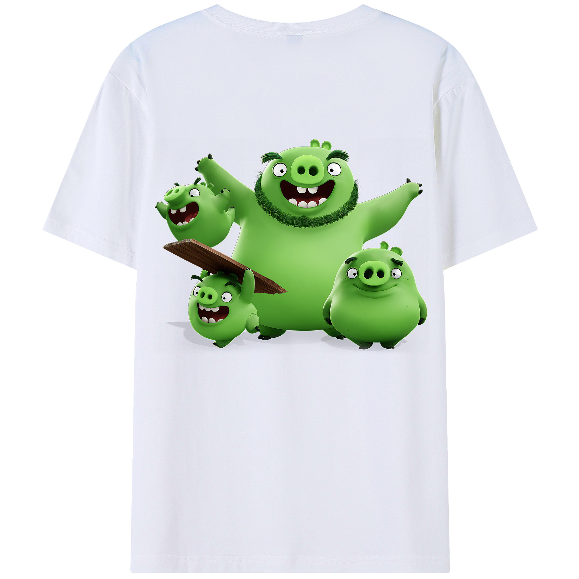 （画像用） Angry Birds アングリーバード 綿100％ メンズ半袖Tシャツ（バックプリント） 通気性
