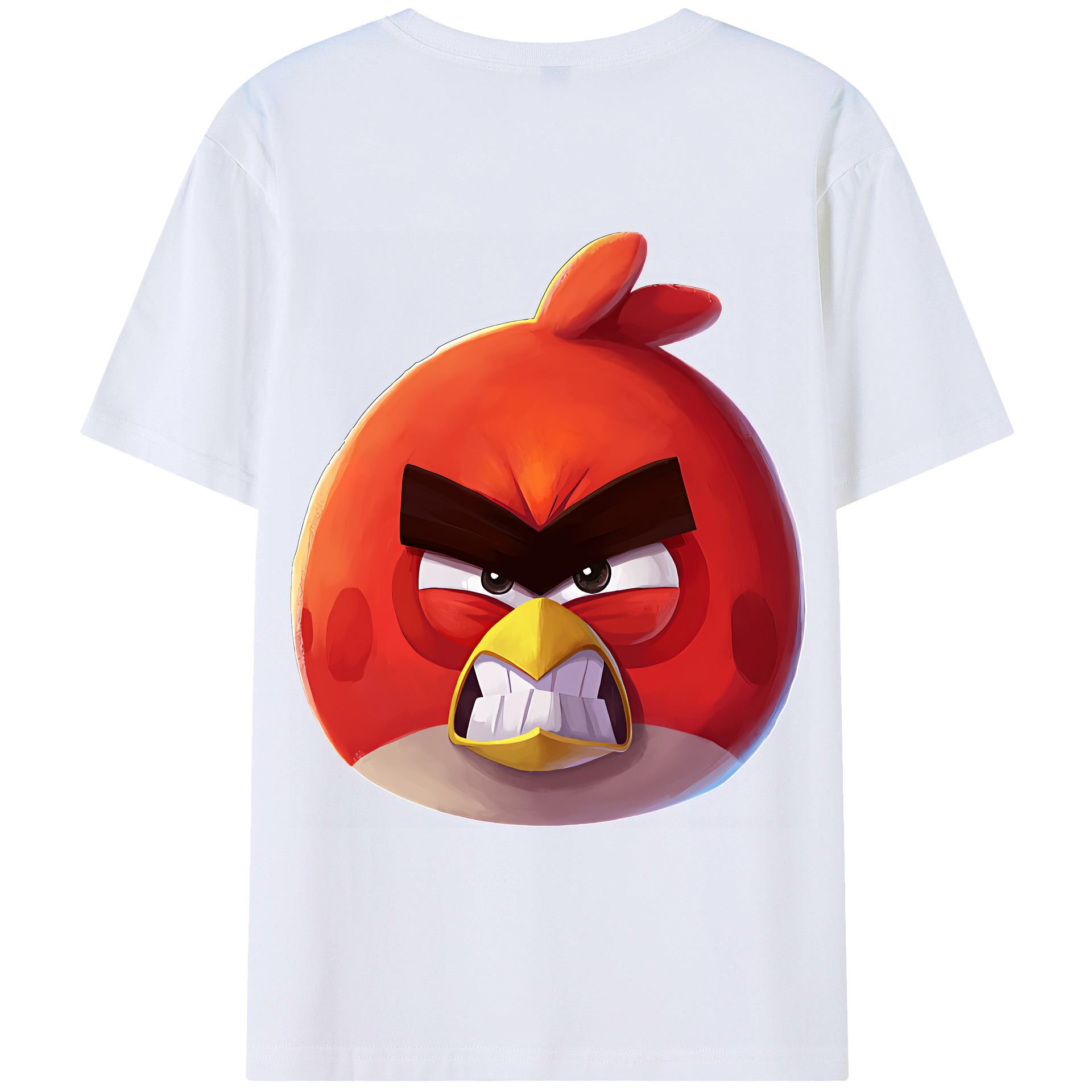 （画像用） Angry Birds アングリーバード 綿100％ メンズ半袖Tシャツ（バックプリント） 通気性