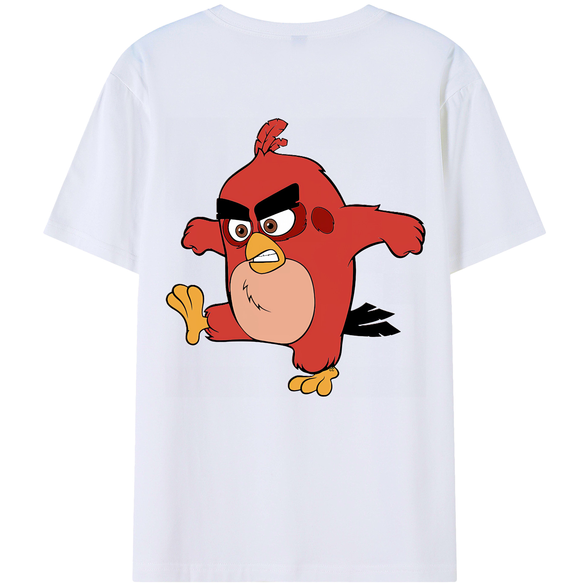 （画像用） Angry Birds アングリーバード 綿100％ メンズ半袖Tシャツ（バックプリント） 通気性