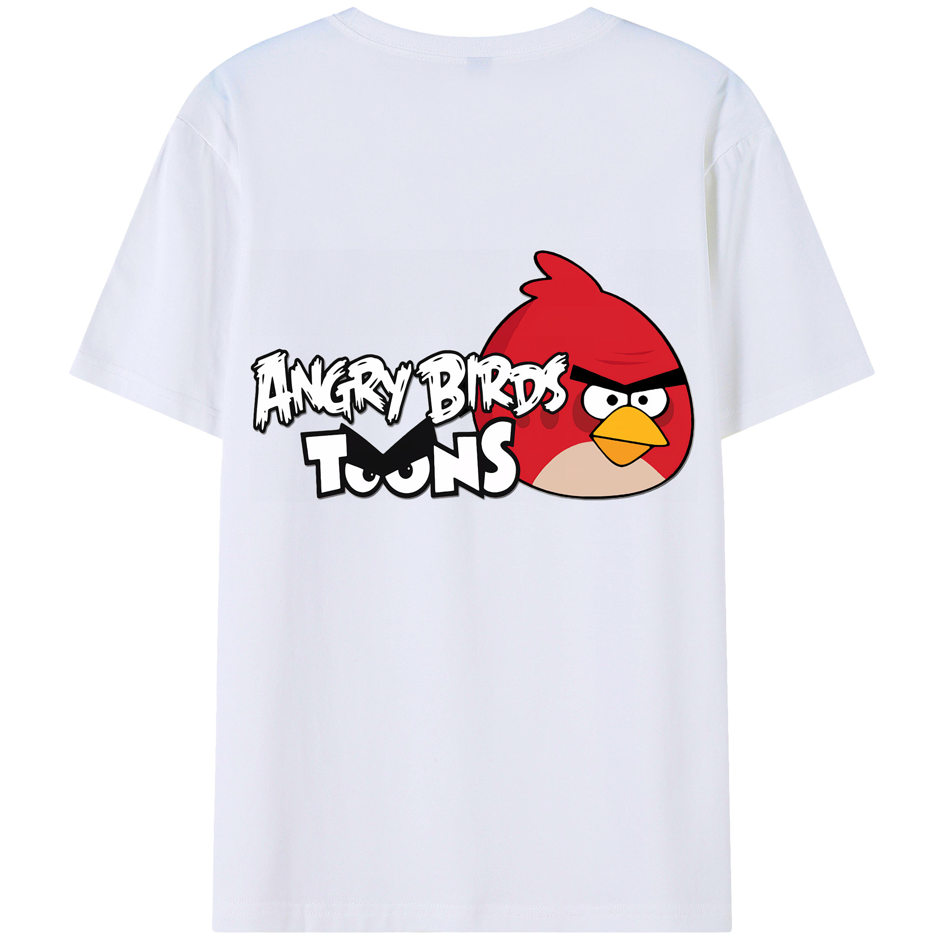 （画像用） Angry Birds アングリーバード 綿100％ メンズ半袖Tシャツ（バックプリント） 通気性