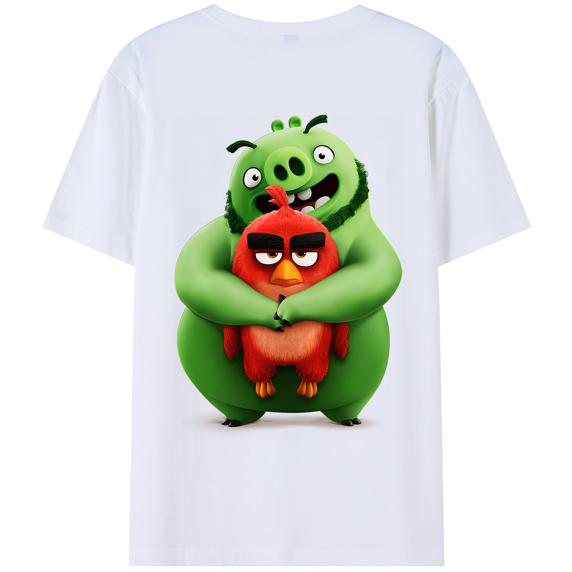 （画像用） Angry Birds アングリーバード 綿100％ メンズ半袖Tシャツ（バックプリント） 通気性