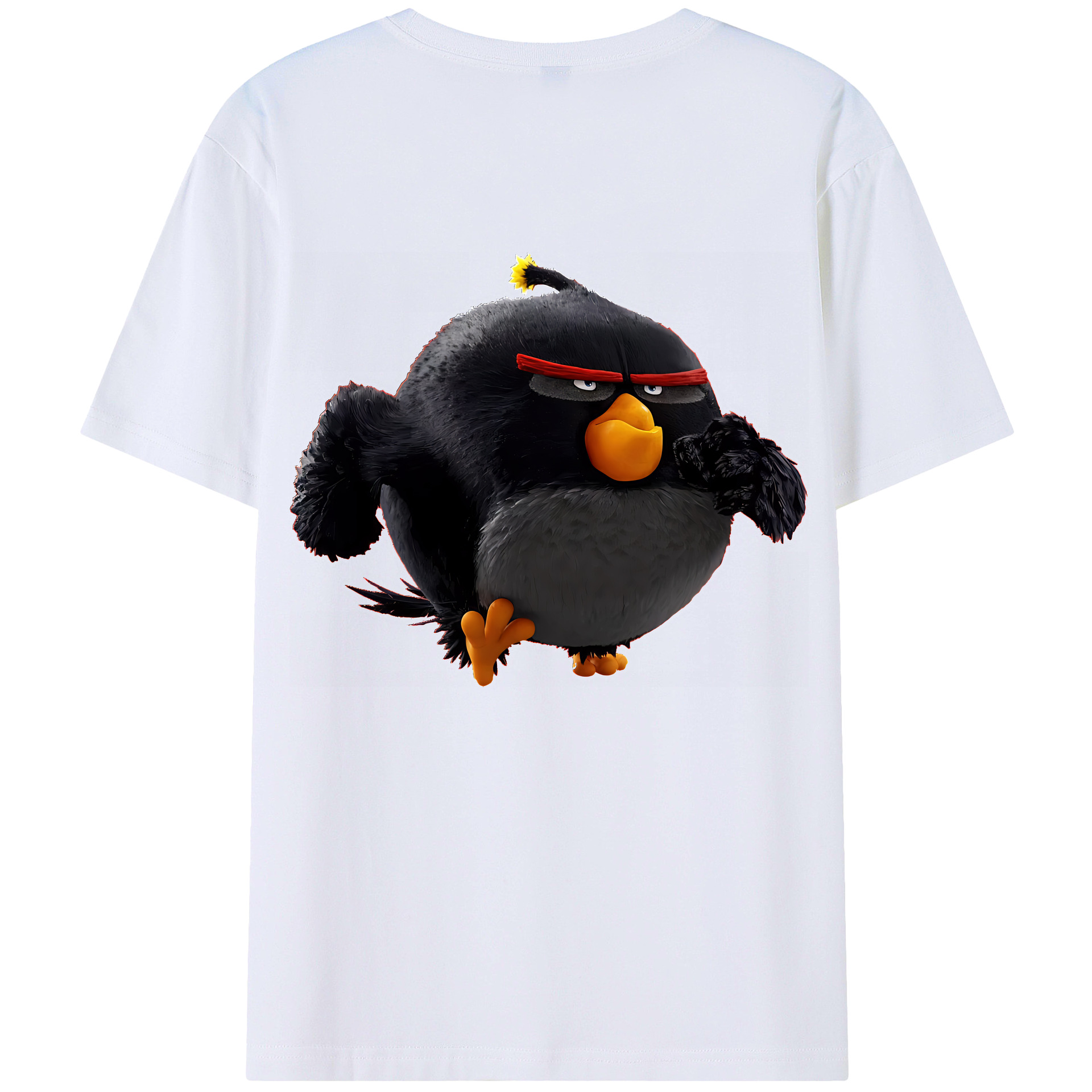 （画像用） Angry Birds アングリーバード 綿100％ メンズ半袖Tシャツ（バックプリント） 通気性