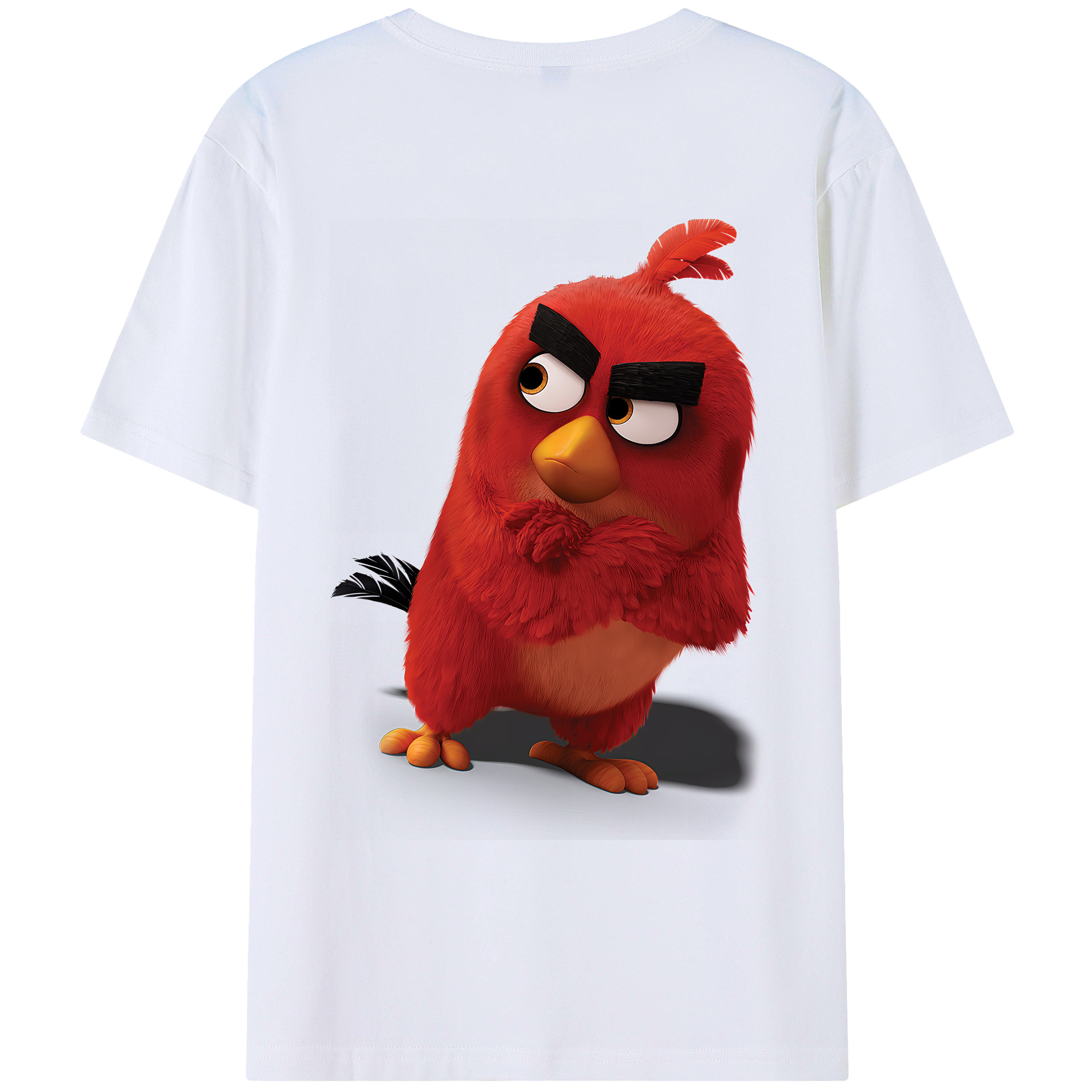 （画像用） Angry Birds アングリーバード 綿100％ メンズ半袖Tシャツ（バックプリント） 通気性