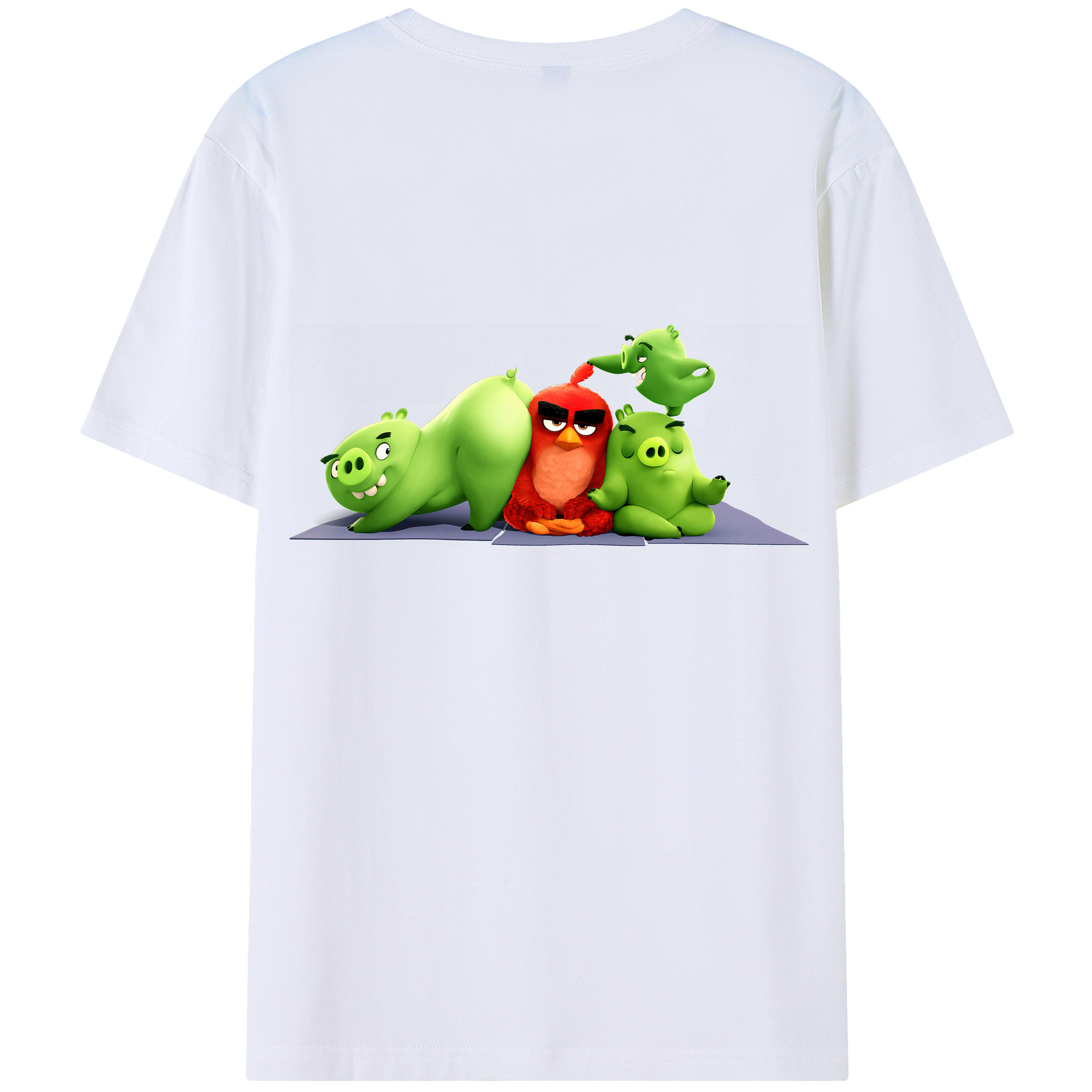 （画像用） Angry Birds アングリーバード 綿100％ メンズ半袖Tシャツ（バックプリント） 通気性