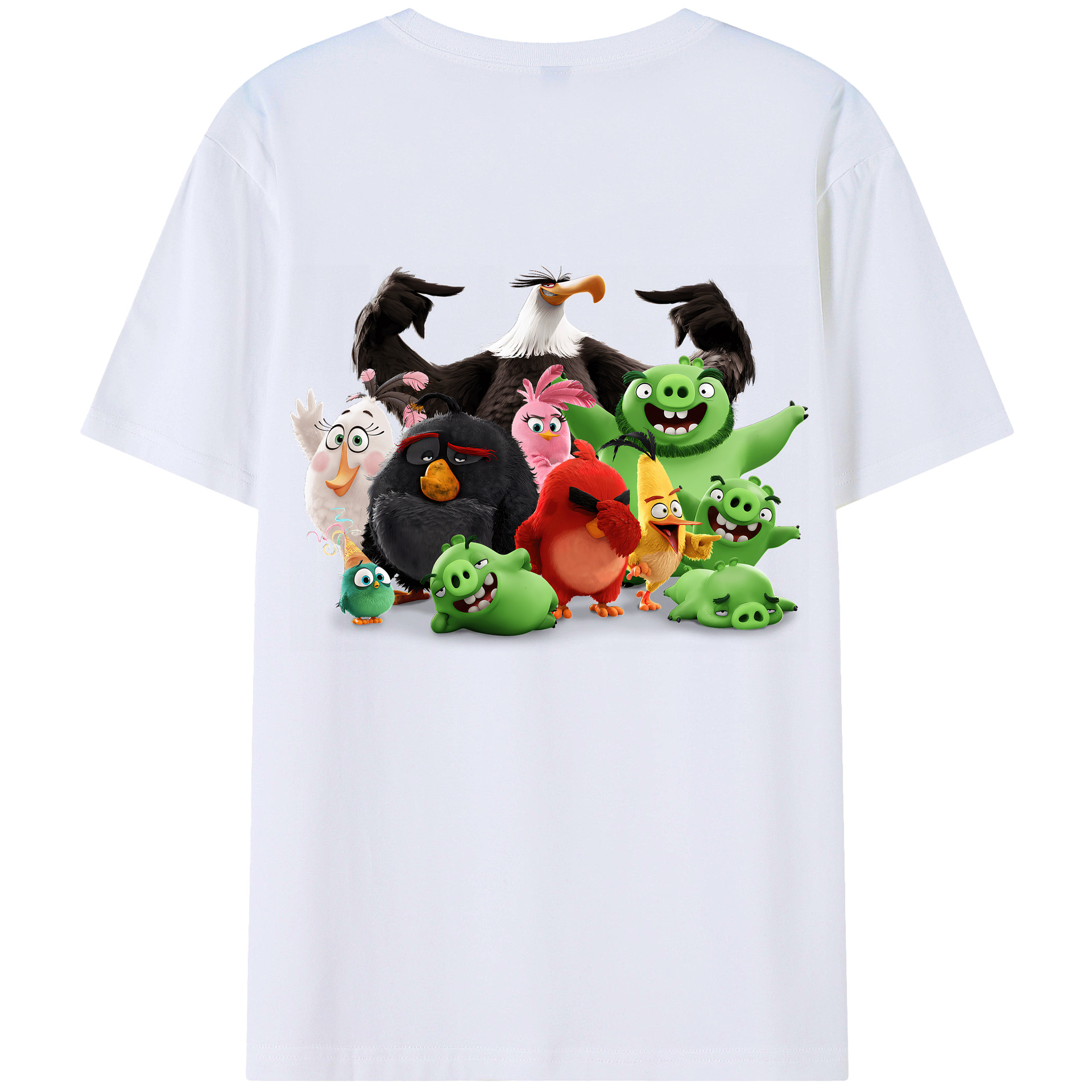 （画像用） Angry Birds アングリーバード 綿100％ メンズ半袖Tシャツ（バックプリント） 通気性