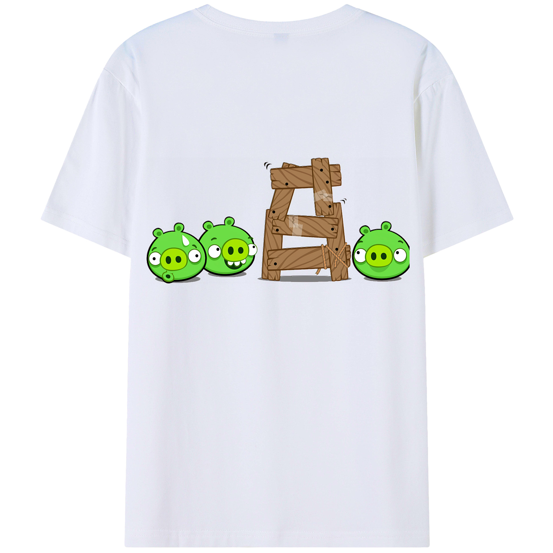 （画像用） Angry Birds アングリーバード 綿100％ メンズ半袖Tシャツ（バックプリント） 通気性