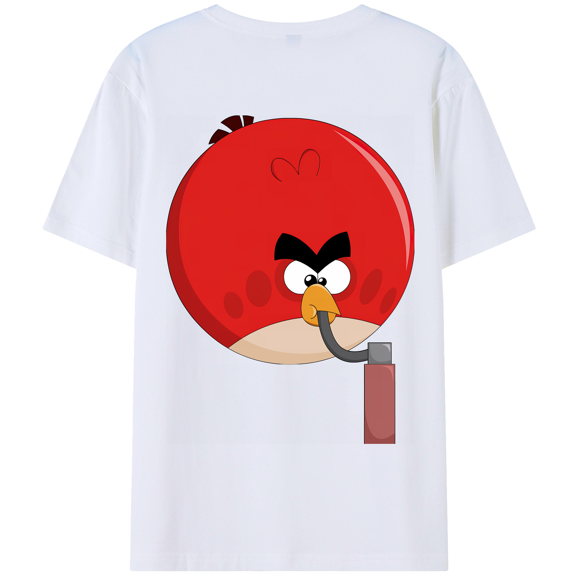 （画像用） Angry Birds アングリーバード 綿100％ メンズ半袖Tシャツ（バックプリント） 通気性