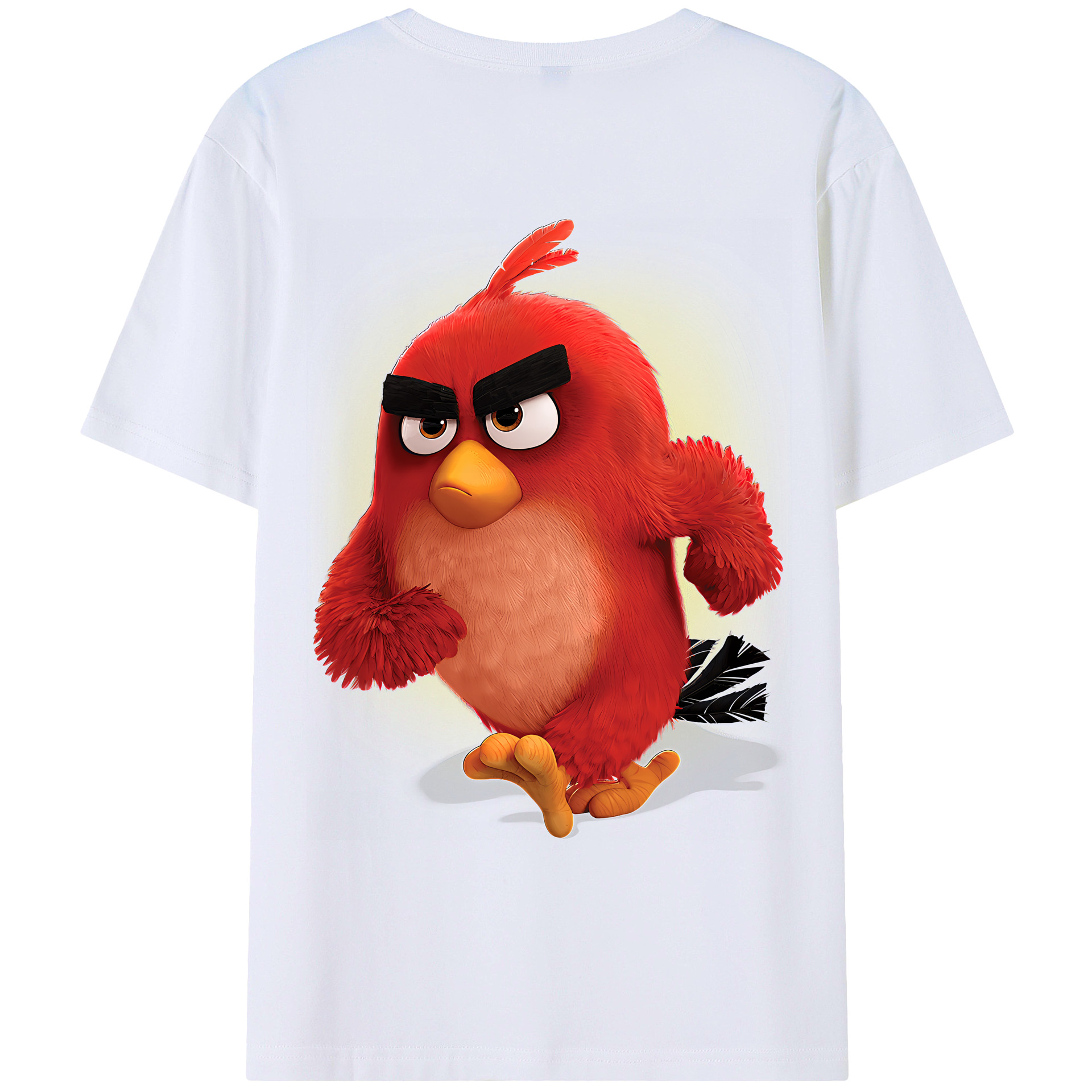 （画像用） Angry Birds アングリーバード 綿100％ メンズ半袖Tシャツ（バックプリント） 通気性