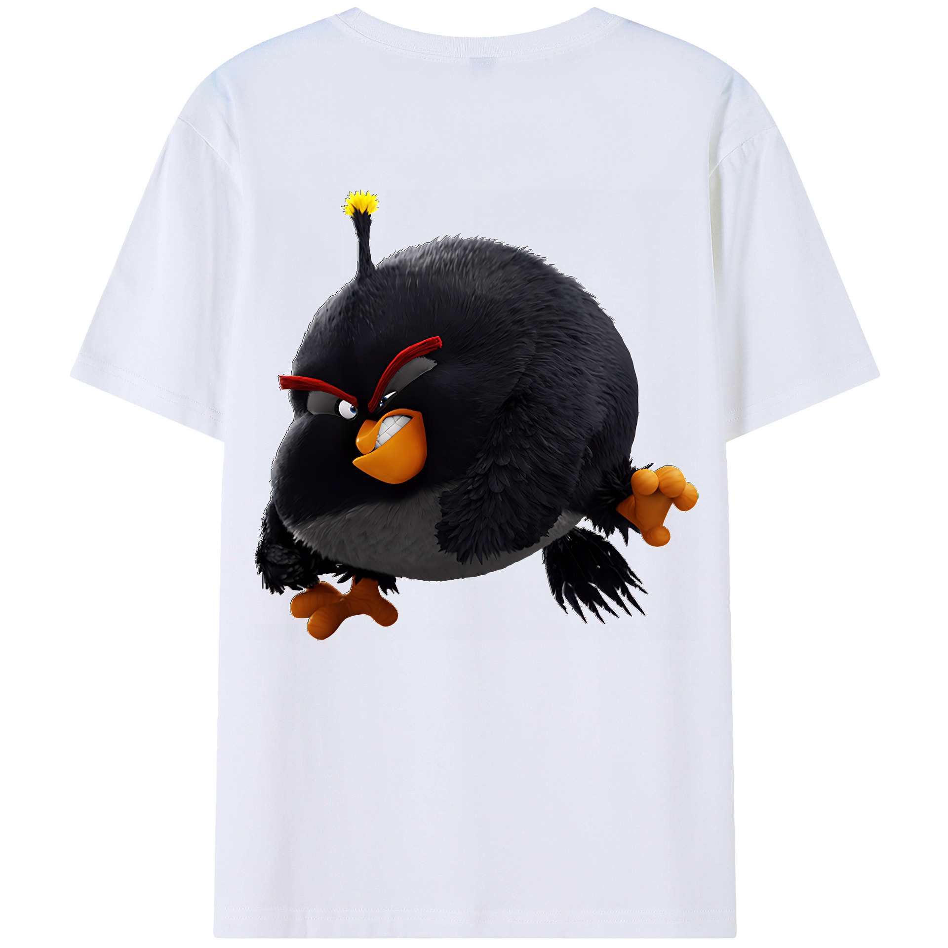 （画像用） Angry Birds アングリーバード 綿100％ メンズ半袖Tシャツ（バックプリント） 通気性