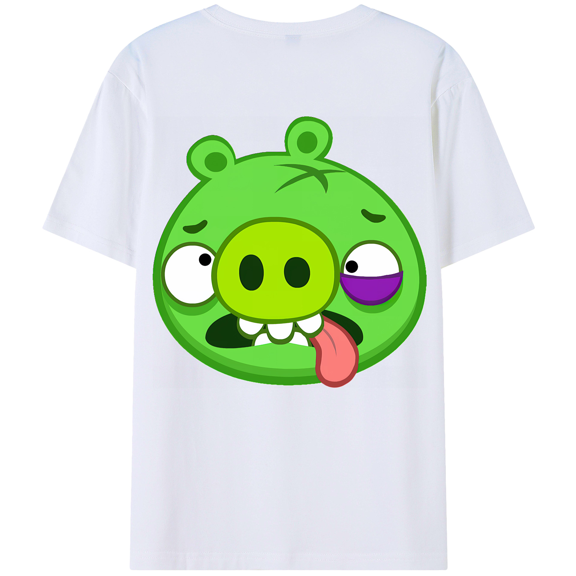 （画像用） Angry Birds アングリーバード 綿100％ メンズ半袖Tシャツ（バックプリント） 通気性