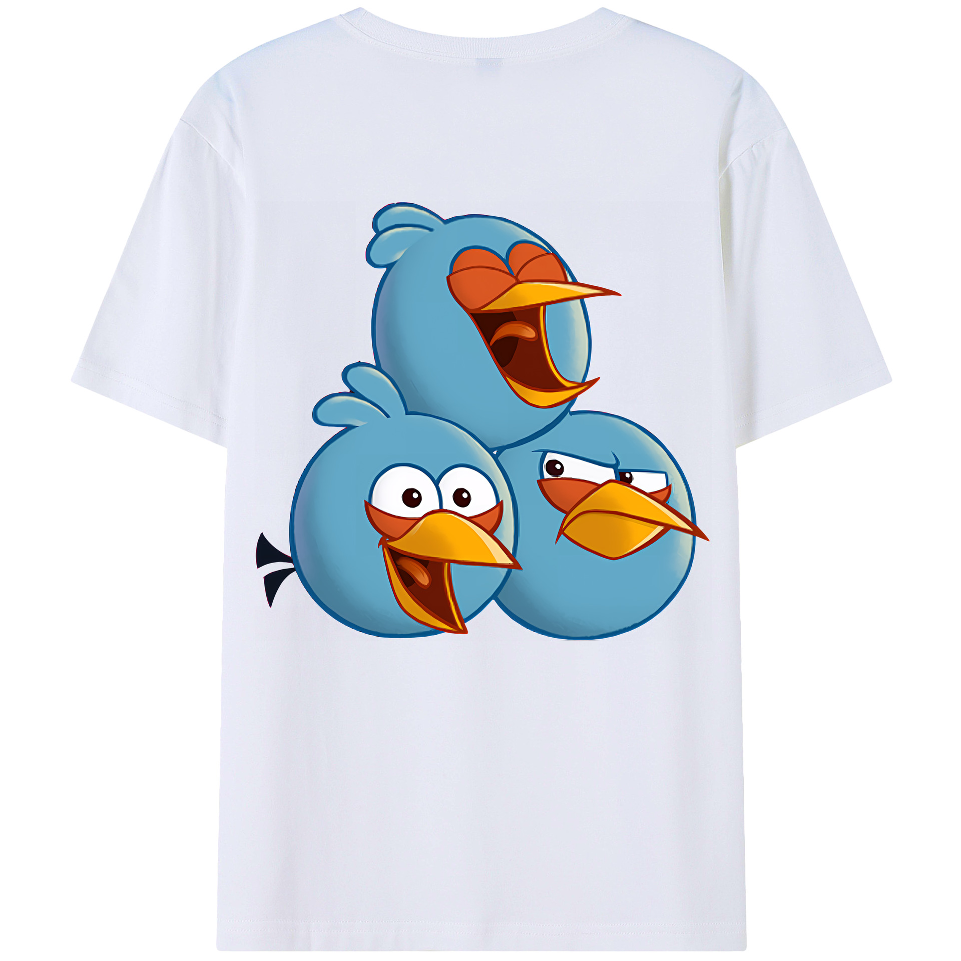 （画像用） Angry Birds アングリーバード 綿100％ メンズ半袖Tシャツ（バックプリント） 通気性
