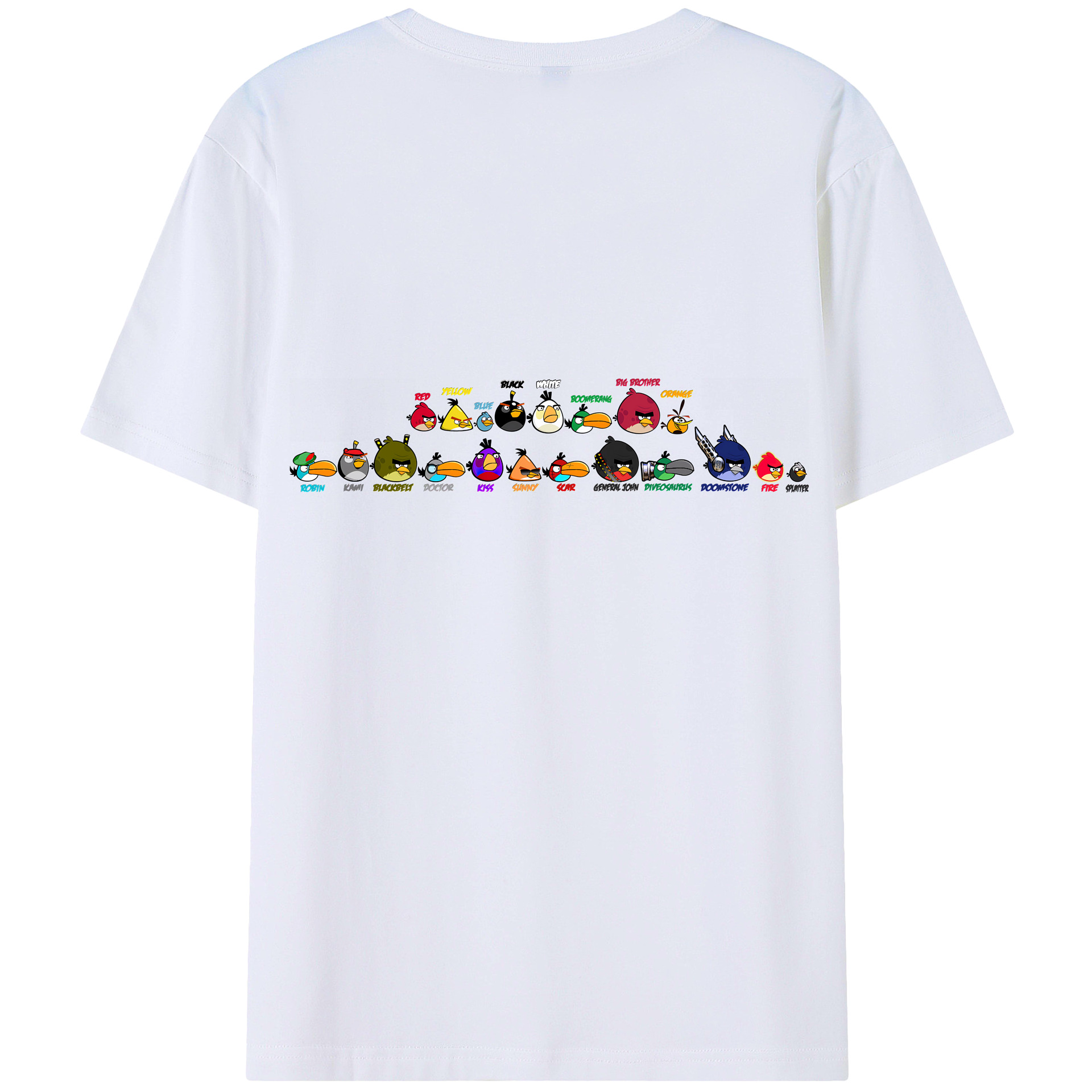 （画像用） Angry Birds アングリーバード 綿100％ メンズ半袖Tシャツ（バックプリント） 通気性