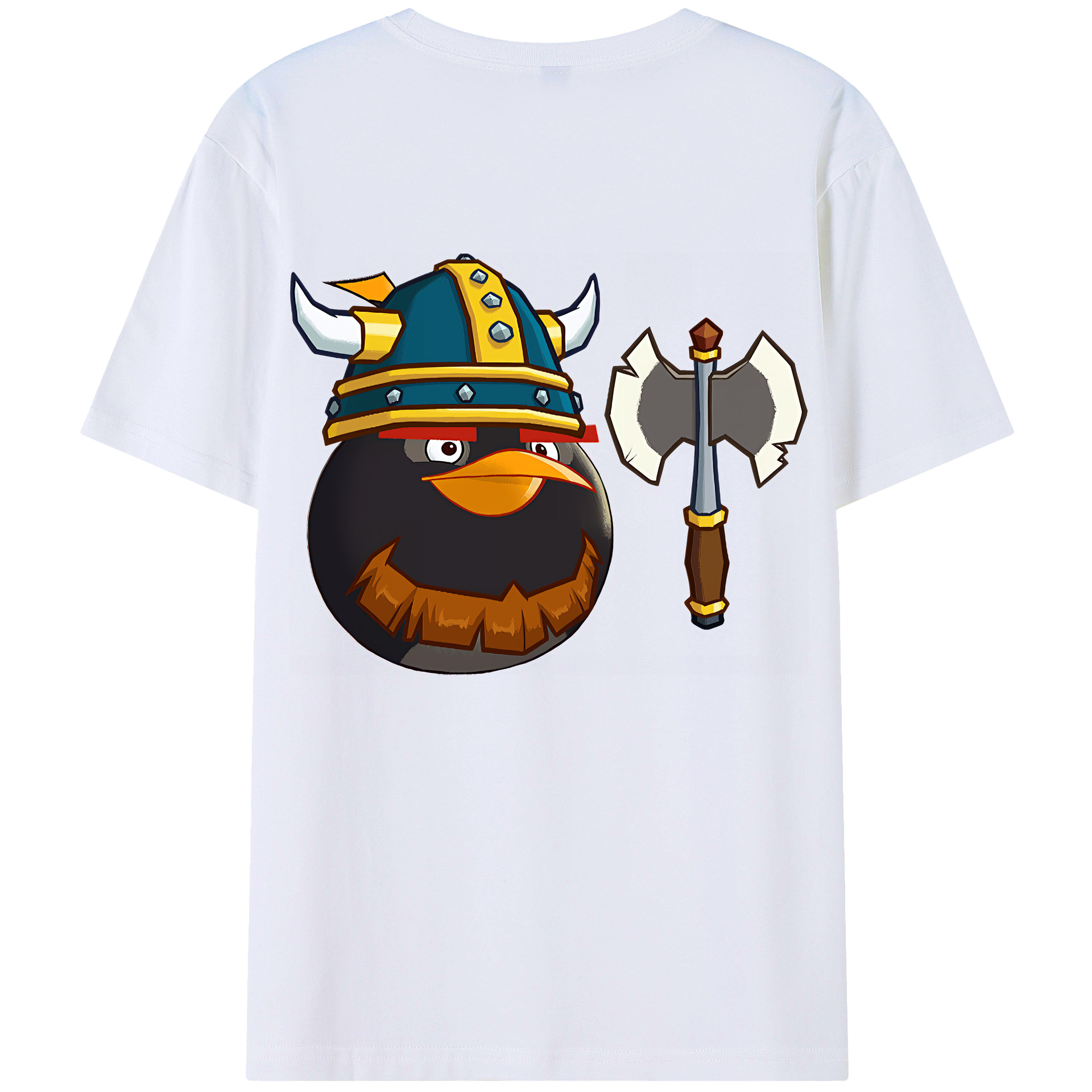 （画像用） Angry Birds アングリーバード 綿100％ メンズ半袖Tシャツ（バックプリント） 通気性