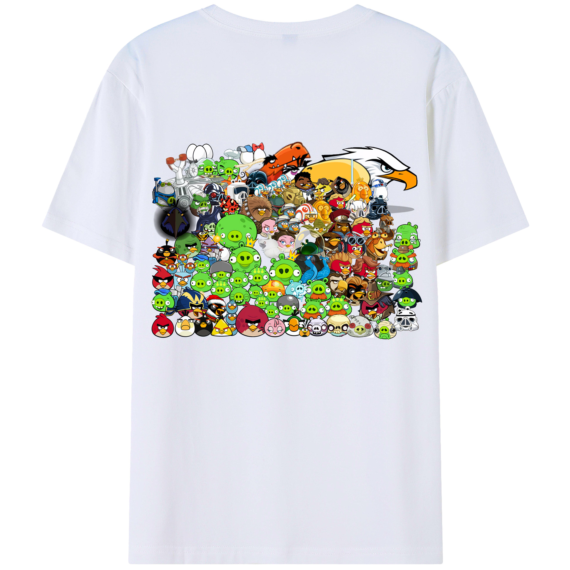 （画像用） Angry Birds アングリーバード 綿100％ メンズ半袖Tシャツ（バックプリント） 通気性