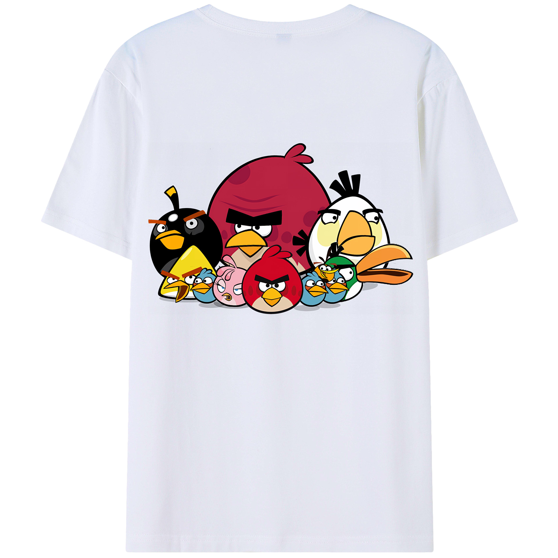 （画像用） Angry Birds アングリーバード 綿100％ メンズ半袖Tシャツ（バックプリント） 通気性