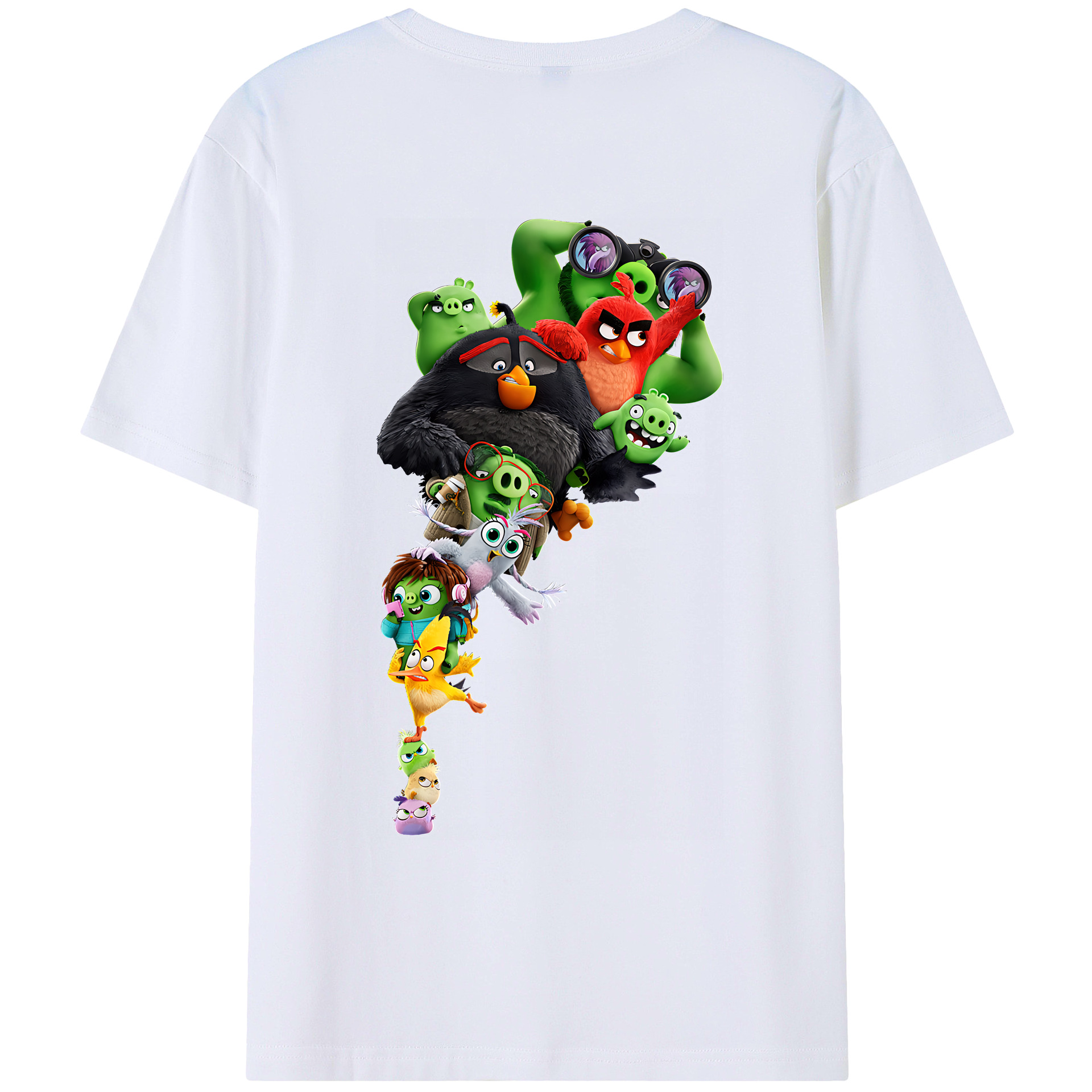 （画像用） Angry Birds アングリーバード 綿100％ メンズ半袖Tシャツ（バックプリント） 通気性