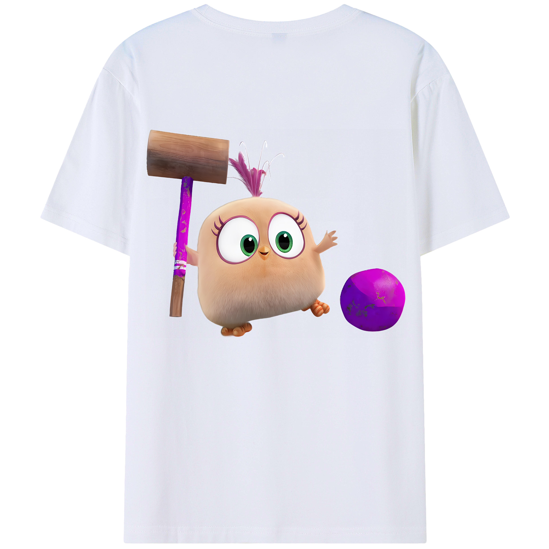 （画像用） Angry Birds アングリーバード 綿100％ メンズ半袖Tシャツ（バックプリント） 通気性