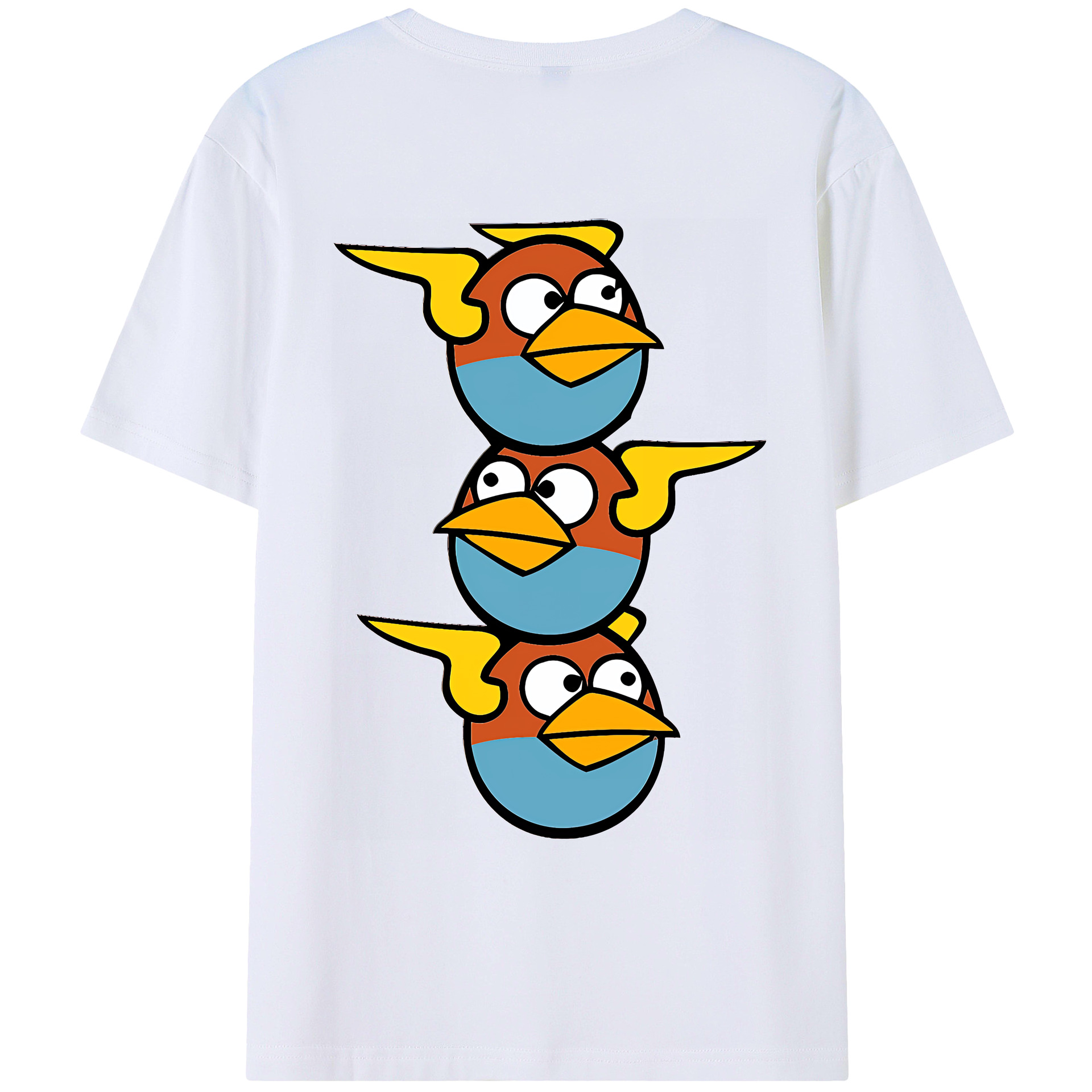 （画像用） Angry Birds アングリーバード 綿100％ メンズ半袖Tシャツ（バックプリント） 通気性