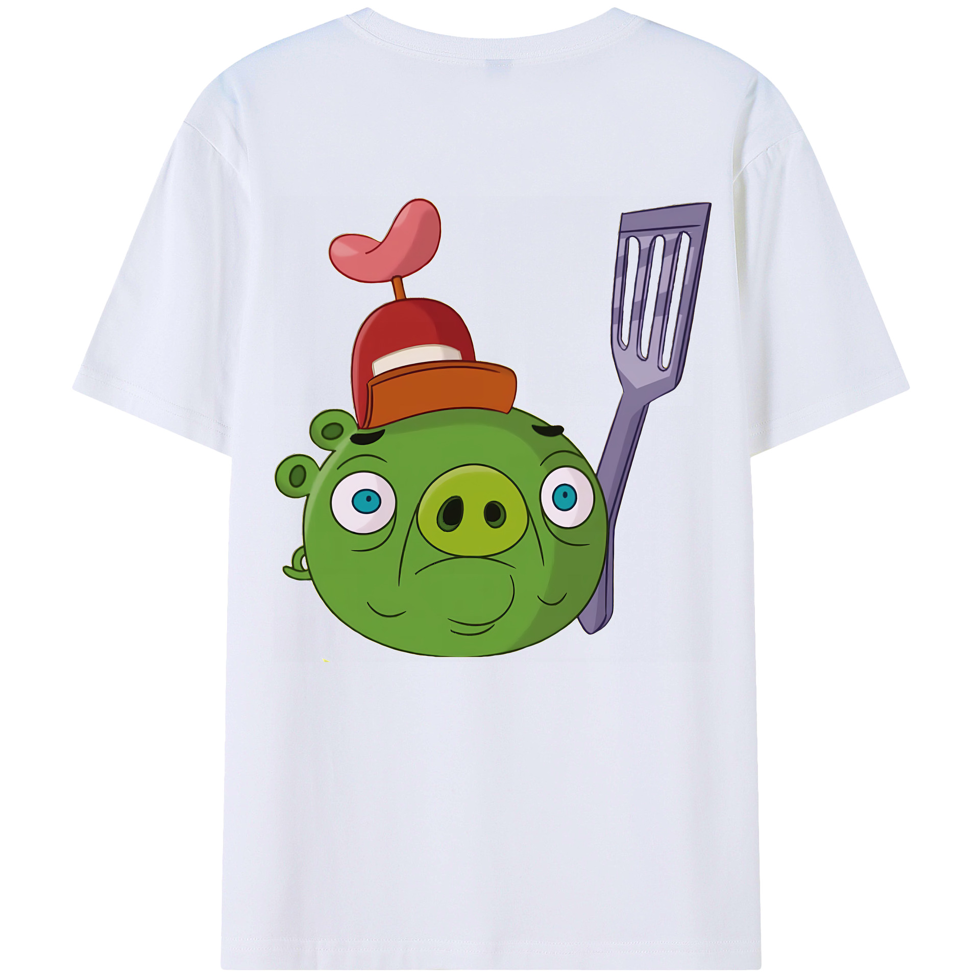 （画像用） Angry Birds アングリーバード 綿100％ メンズ半袖Tシャツ（バックプリント） 通気性