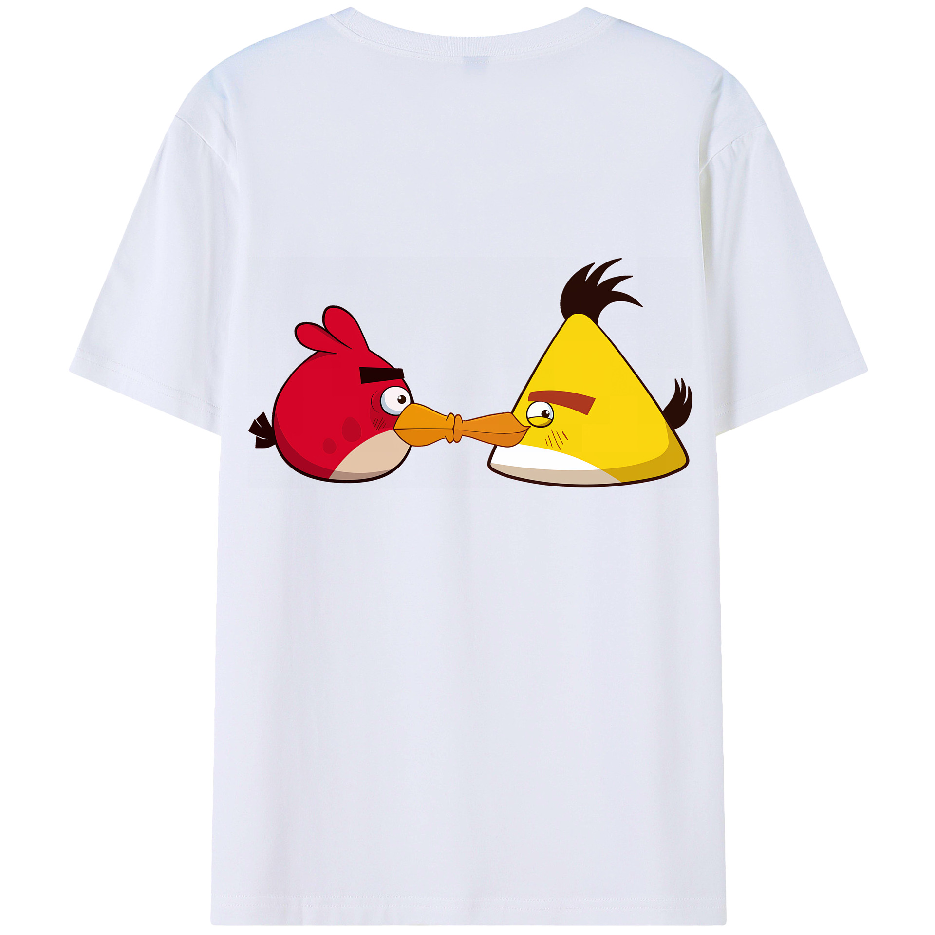 （画像用） Angry Birds アングリーバード 綿100％ メンズ半袖Tシャツ（バックプリント） 通気性