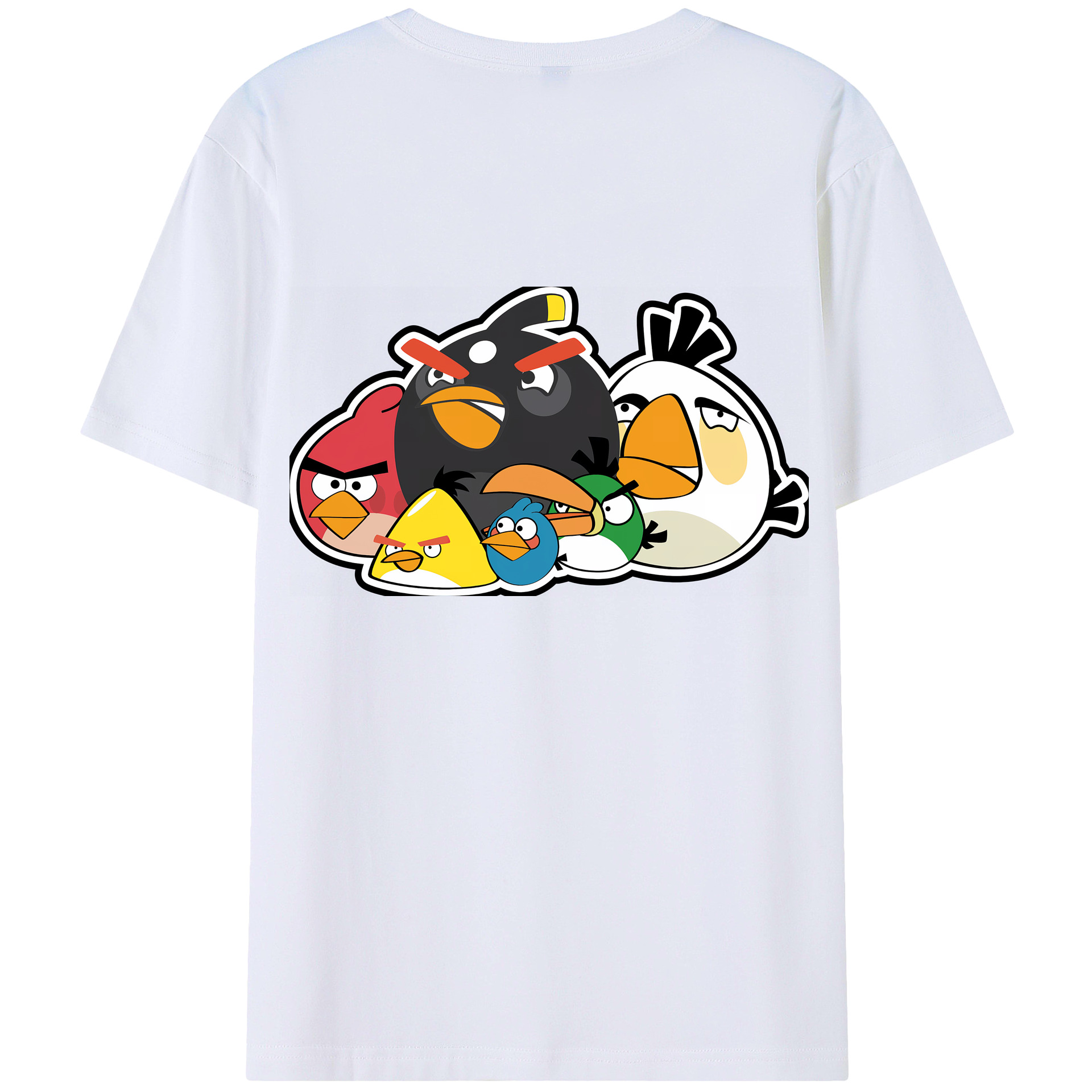 （画像用） Angry Birds アングリーバード 綿100％ メンズ半袖Tシャツ（バックプリント） 通気性