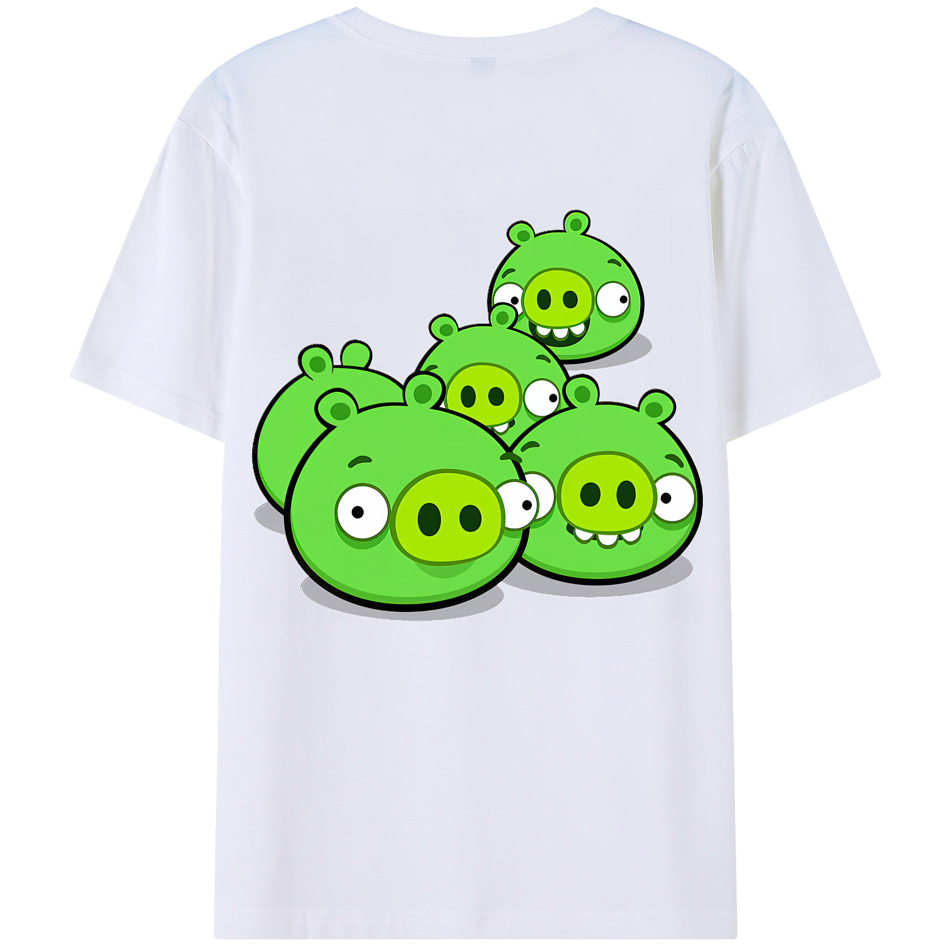 （画像用） Angry Birds アングリーバード 綿100％ メンズ半袖Tシャツ（バックプリント） 通気性