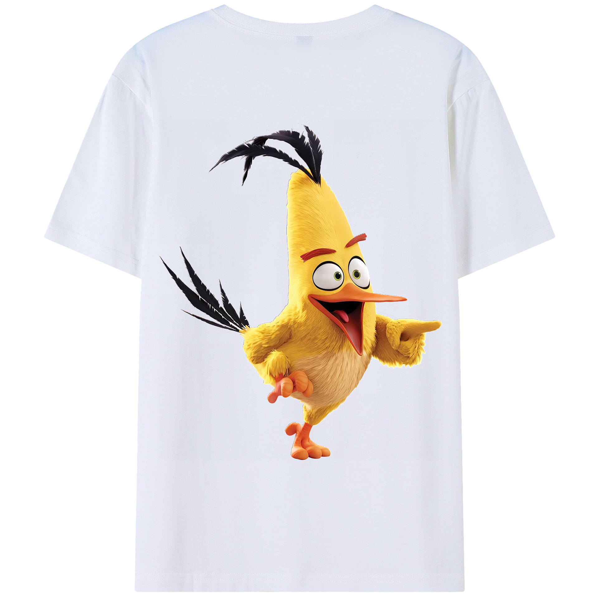 （画像用） Angry Birds アングリーバード 綿100％ メンズ半袖Tシャツ（バックプリント） 通気性