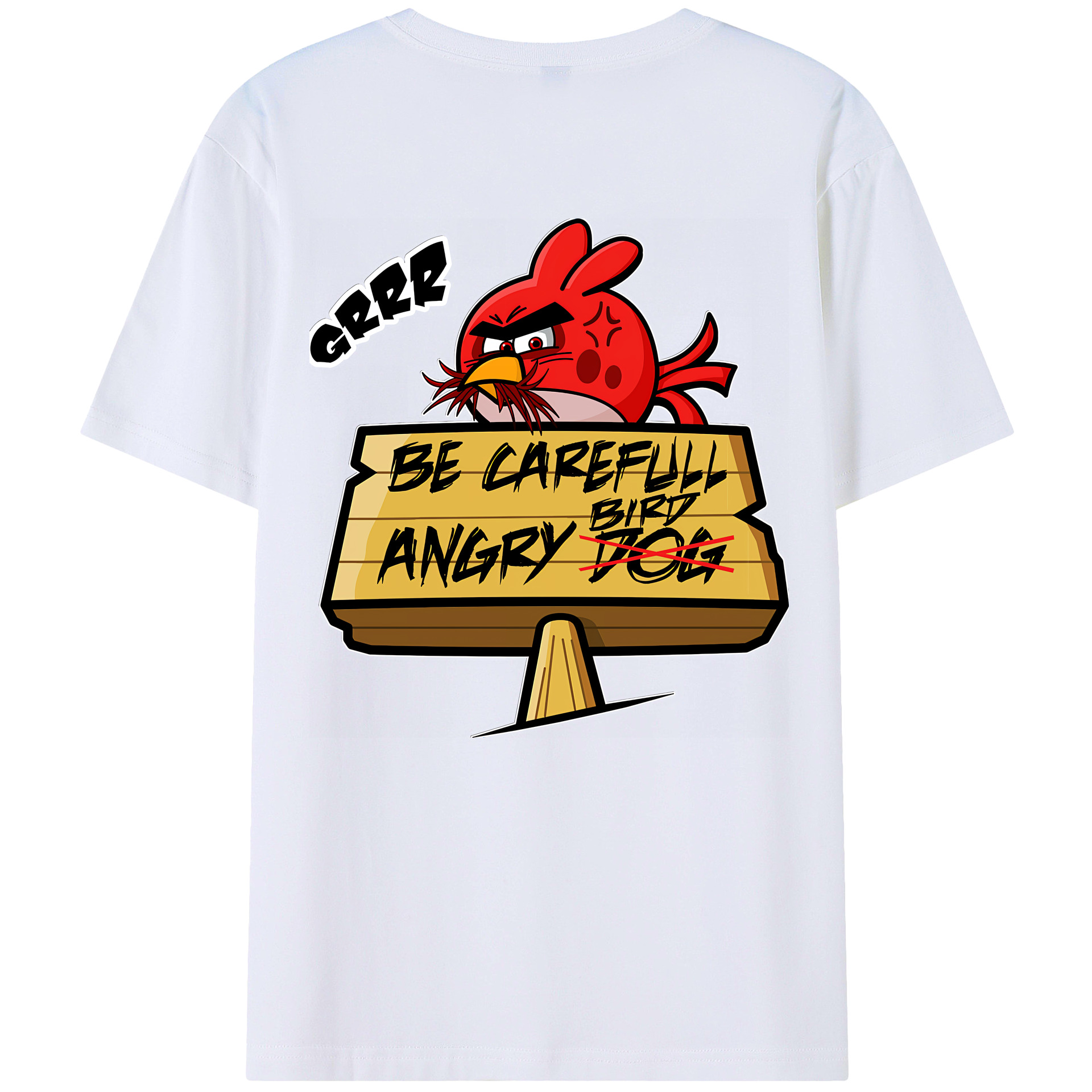 （画像用） Angry Birds アングリーバード 綿100％ メンズ半袖Tシャツ（バックプリント） 通気性