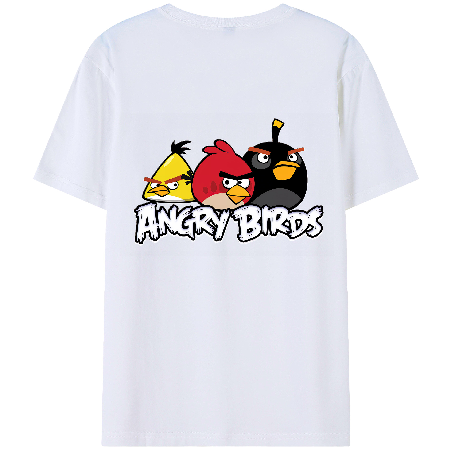 （画像用） Angry Birds アングリーバード 綿100％ メンズ半袖Tシャツ（バックプリント） 通気性