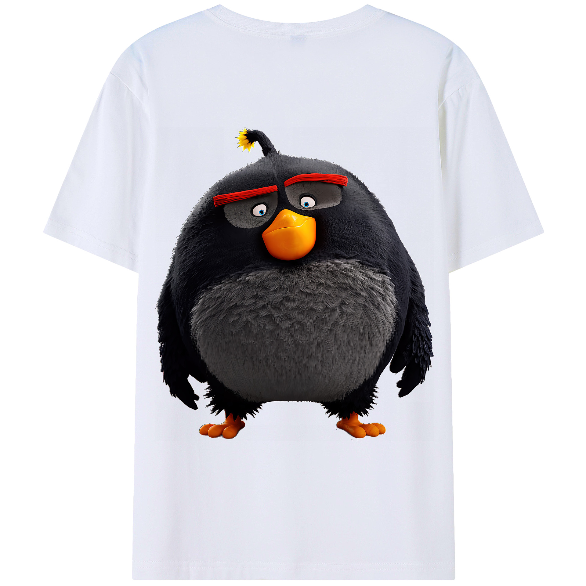 （画像用） Angry Birds アングリーバード 綿100％ メンズ半袖Tシャツ（バックプリント） 通気性