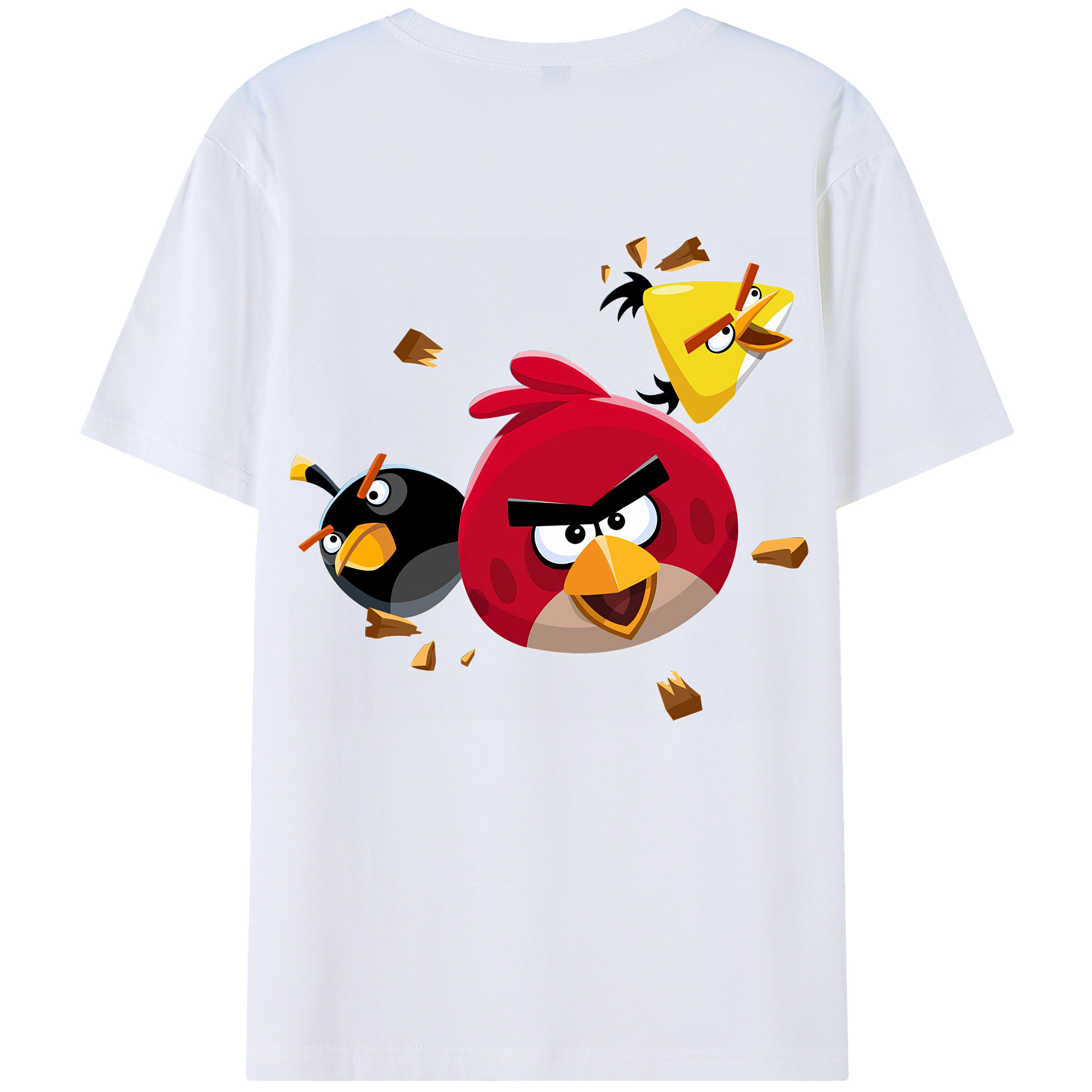 （画像用） Angry Birds アングリーバード 綿100％ メンズ半袖Tシャツ（バックプリント） 通気性