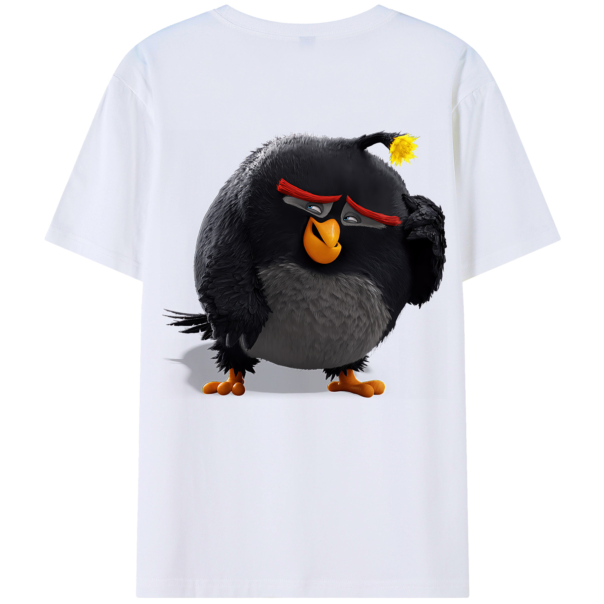 （画像用） Angry Birds アングリーバード 綿100％ メンズ半袖Tシャツ（バックプリント） 通気性