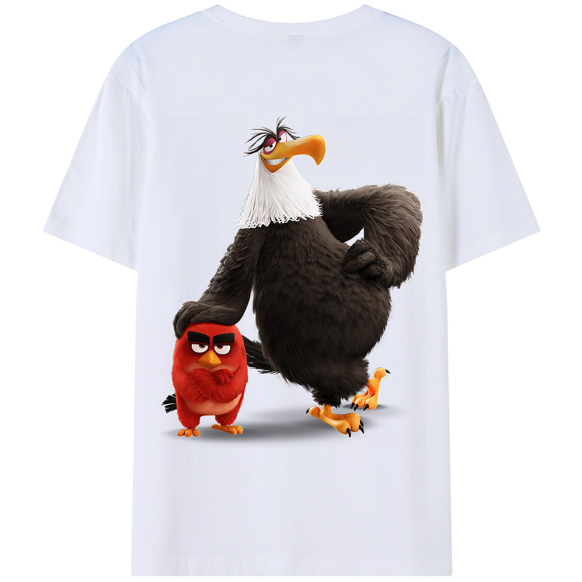 （画像用） Angry Birds アングリーバード 綿100％ メンズ半袖Tシャツ（バックプリント） 通気性