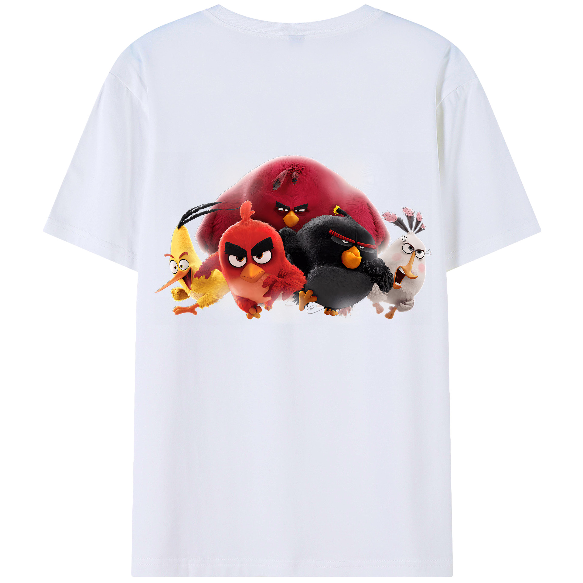 （画像用） Angry Birds アングリーバード 綿100％ メンズ半袖Tシャツ（バックプリント） 通気性