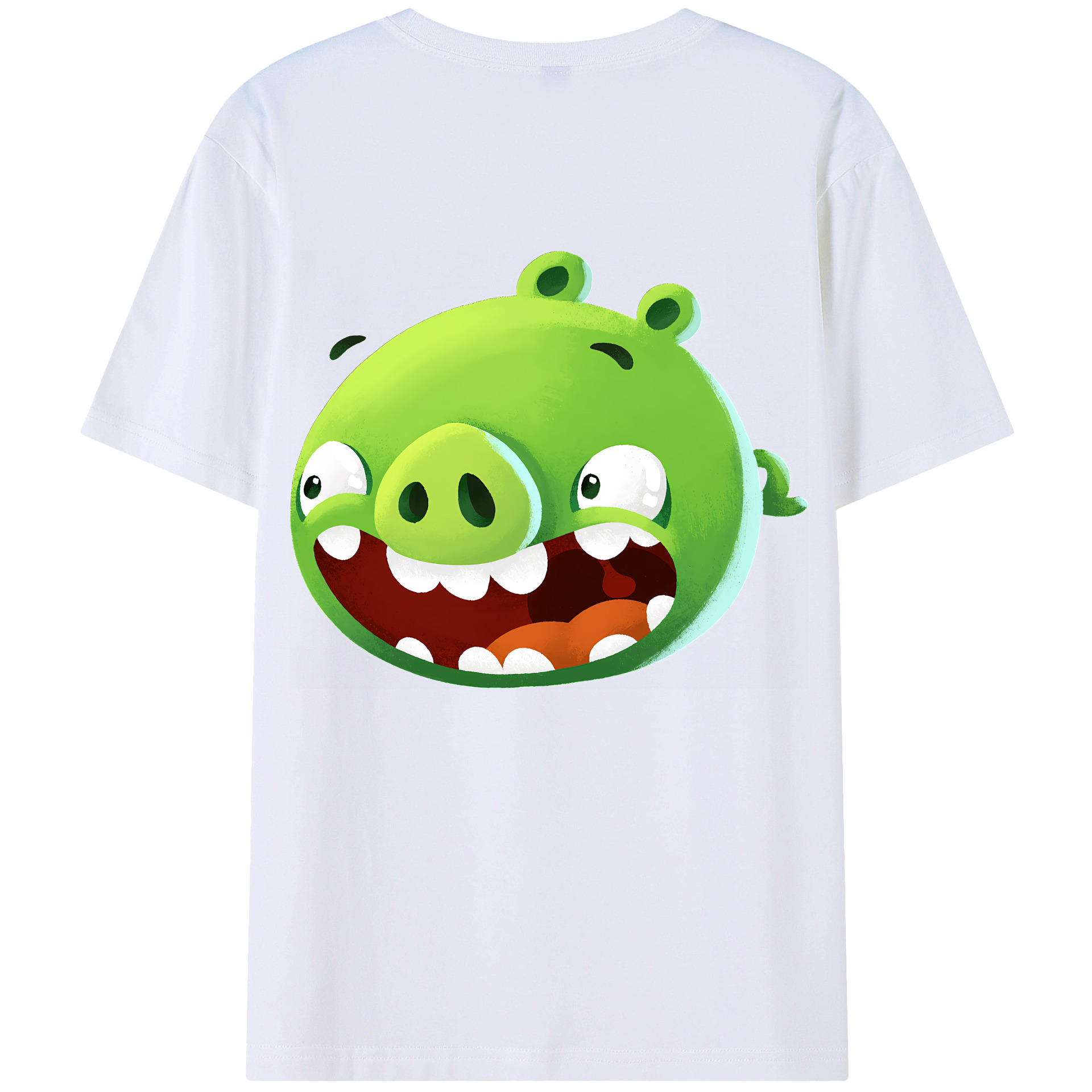 （画像用） Angry Birds アングリーバード 綿100％ メンズ半袖Tシャツ（バックプリント） 通気性