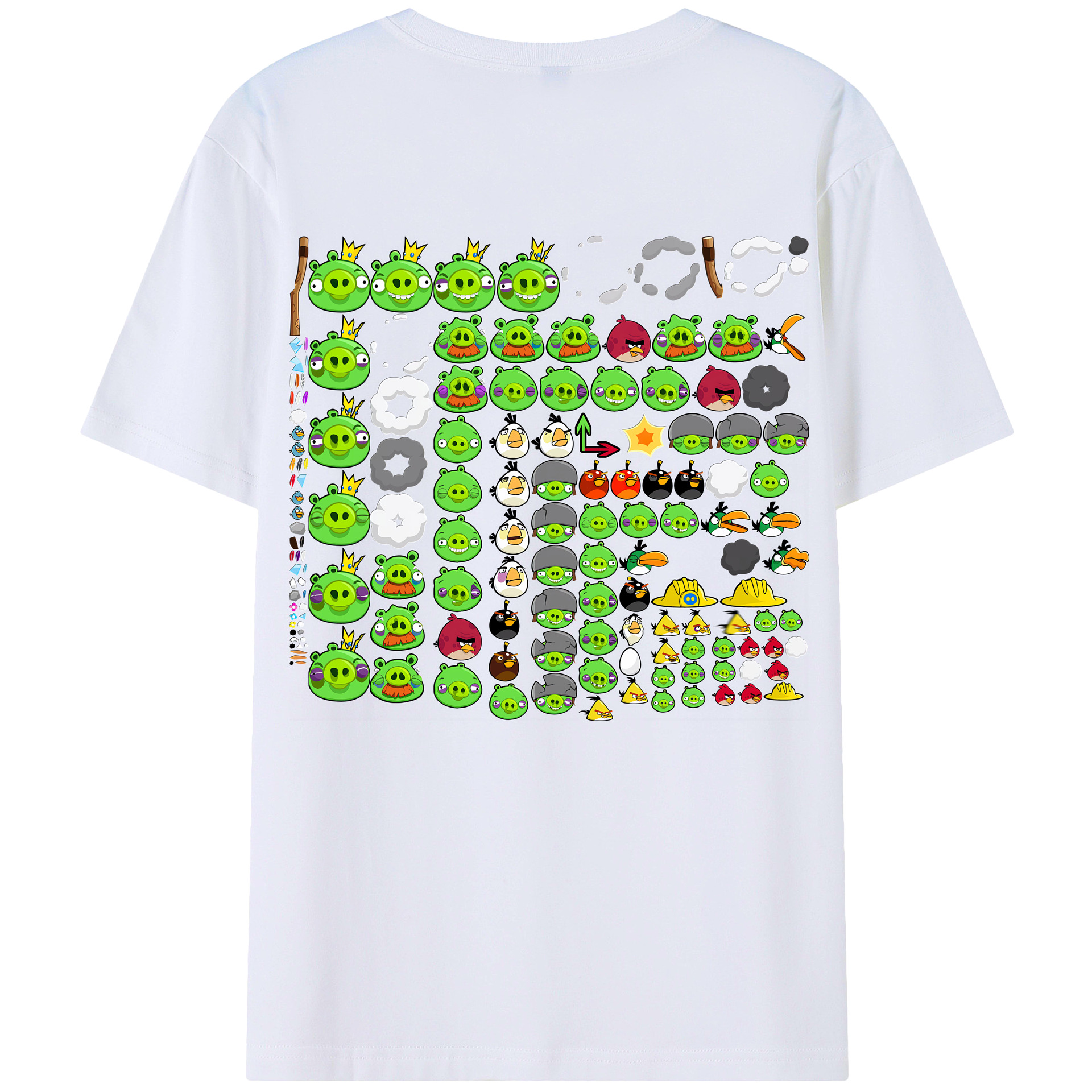 （画像用） Angry Birds アングリーバード 綿100％ メンズ半袖Tシャツ（バックプリント） 通気性