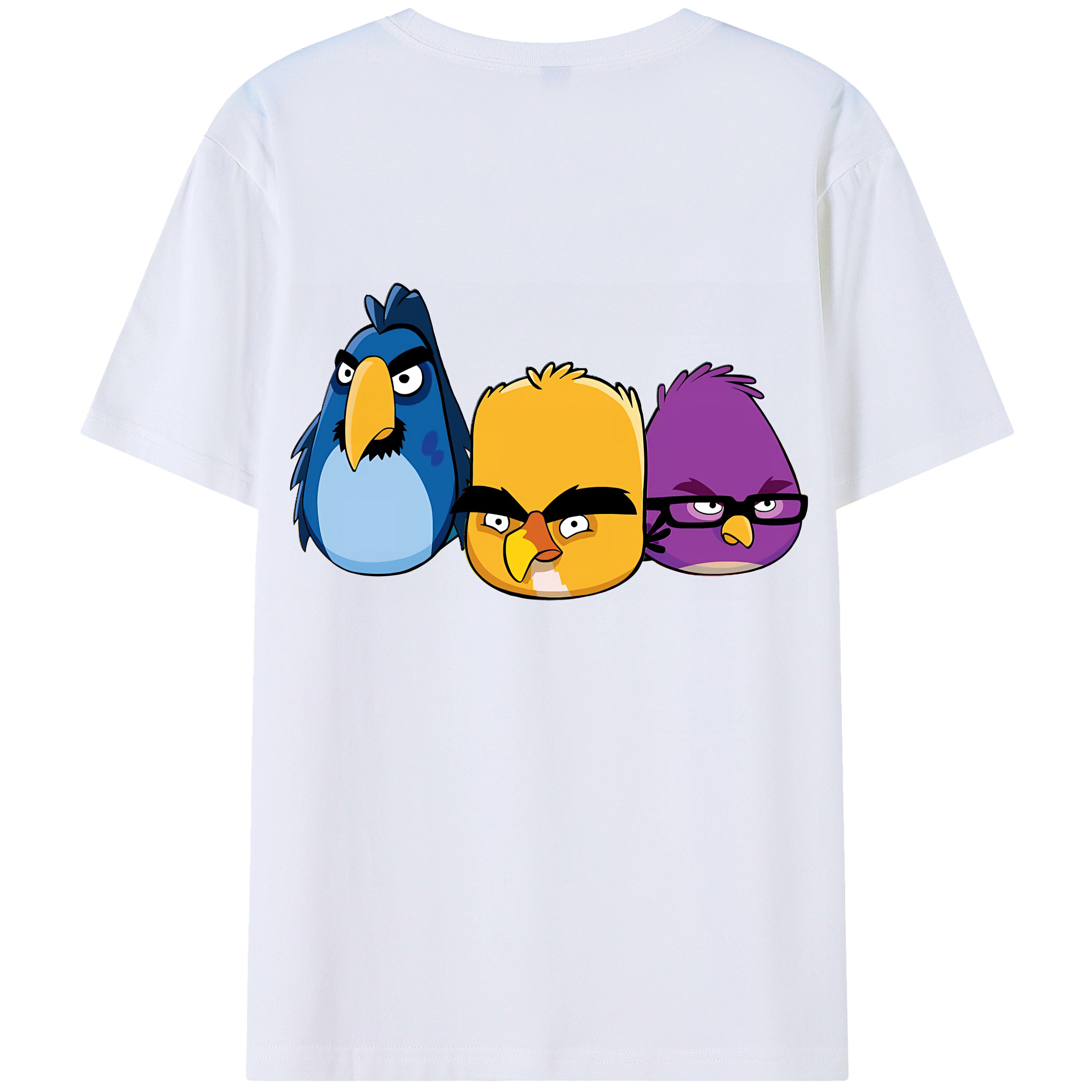 （画像用） Angry Birds アングリーバード 綿100％ メンズ半袖Tシャツ（バックプリント） 通気性