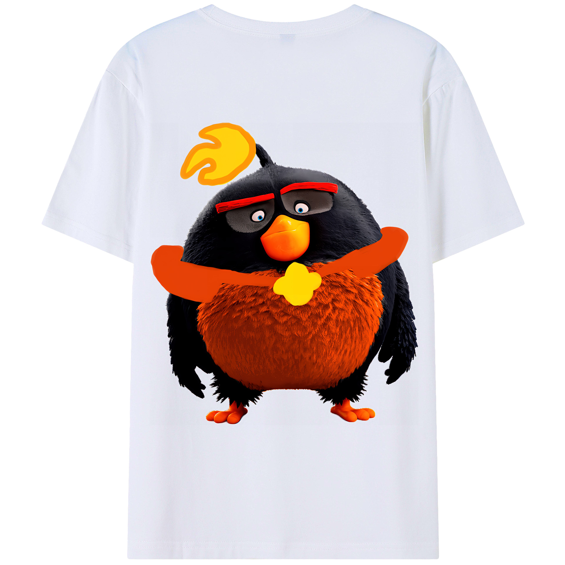 （画像用） Angry Birds アングリーバード 綿100％ メンズ半袖Tシャツ（バックプリント） 通気性