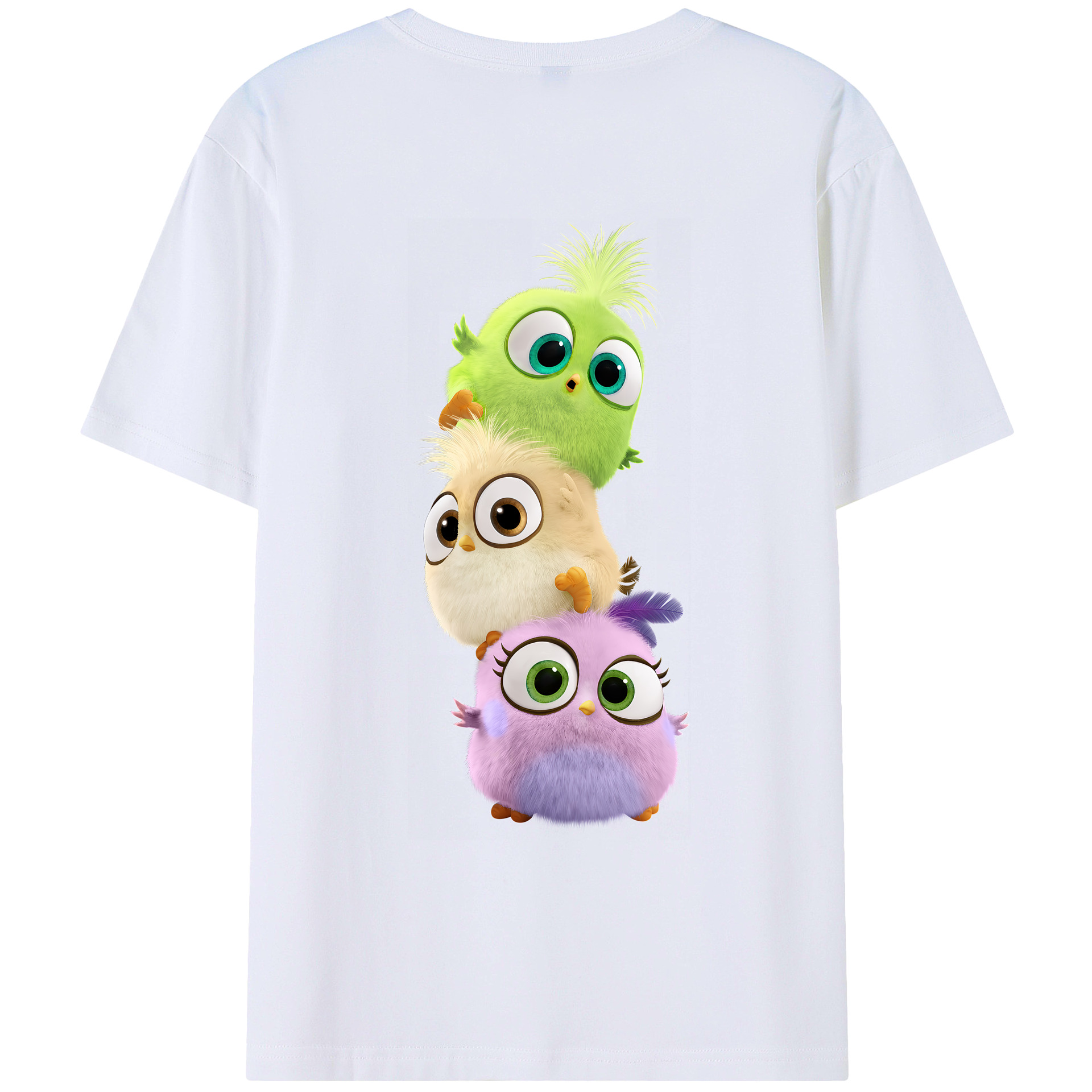 （画像用） Angry Birds アングリーバード 綿100％ メンズ半袖Tシャツ（バックプリント） 通気性
