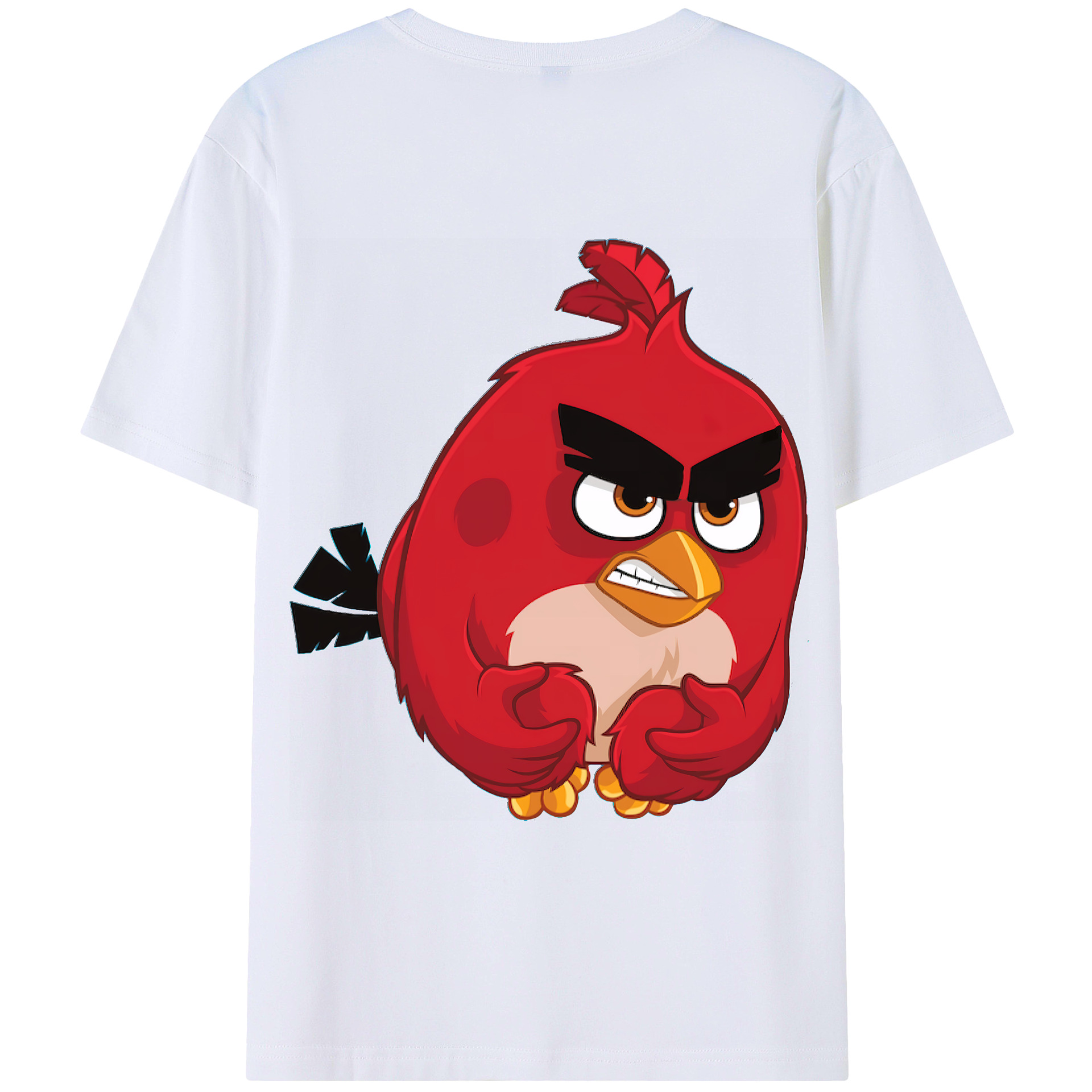 （画像用） Angry Birds アングリーバード 綿100％ メンズ半袖Tシャツ（バックプリント） 通気性