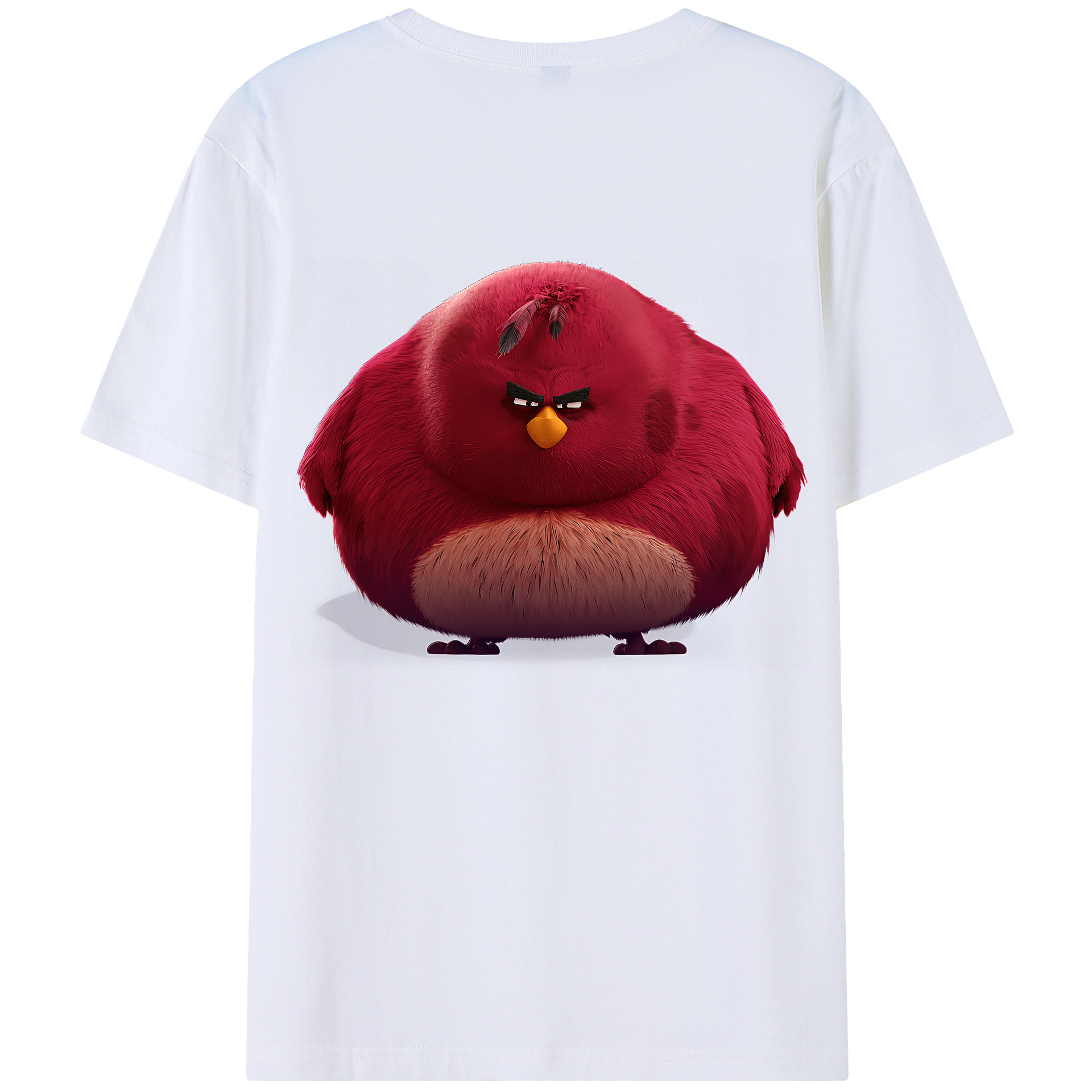 （画像用） Angry Birds アングリーバード 綿100％ メンズ半袖Tシャツ（バックプリント） 通気性