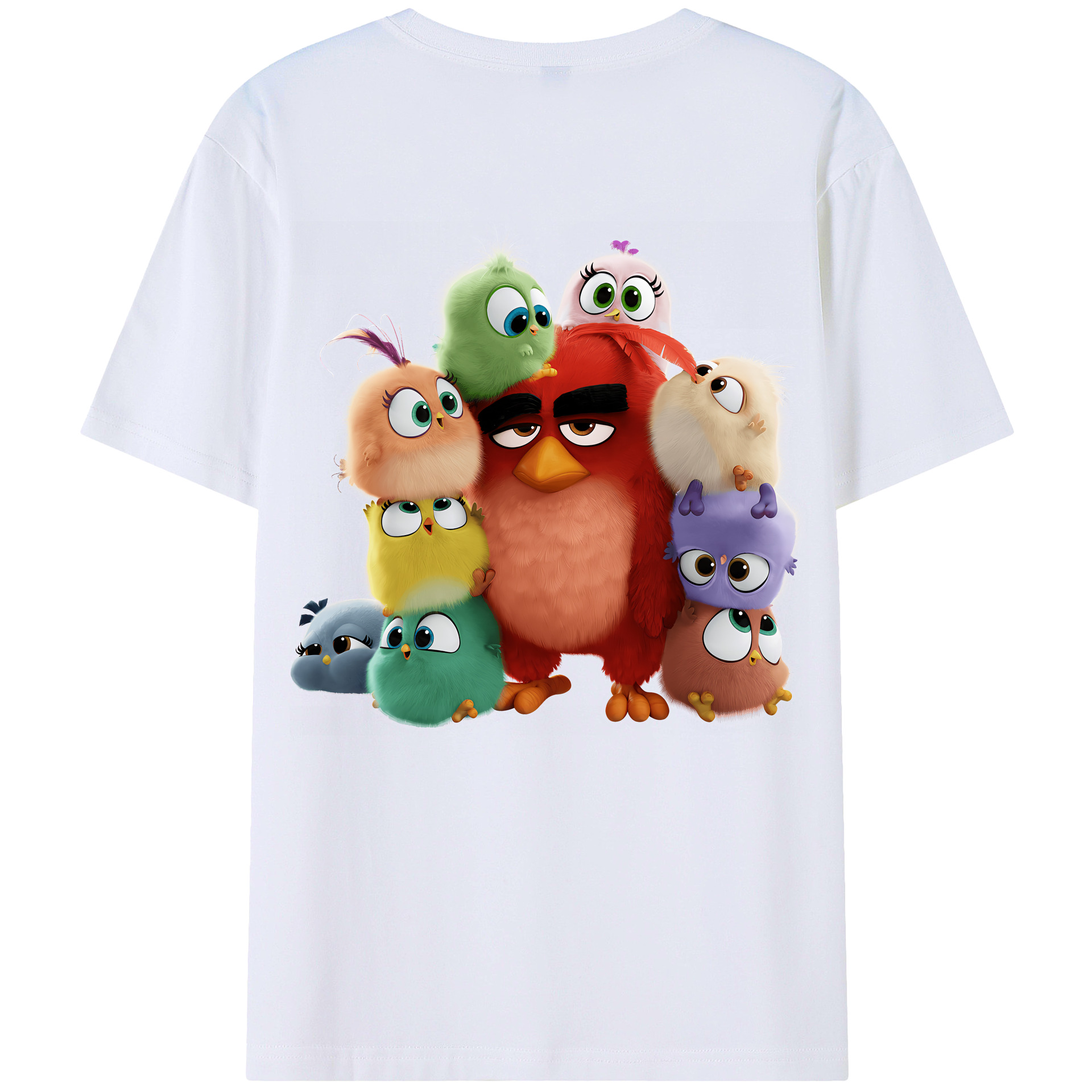 （画像用） Angry Birds アングリーバード 綿100％ メンズ半袖Tシャツ（バックプリント） 通気性
