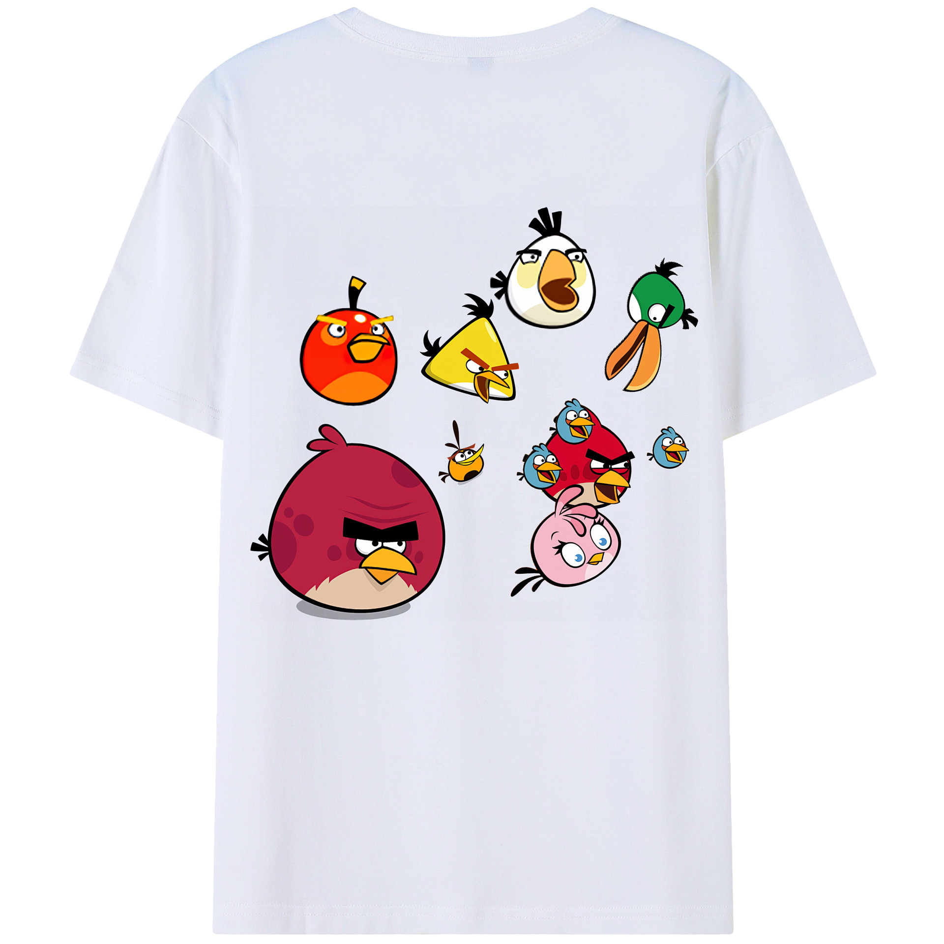 （画像用） Angry Birds アングリーバード 綿100％ メンズ半袖Tシャツ（バックプリント） 通気性