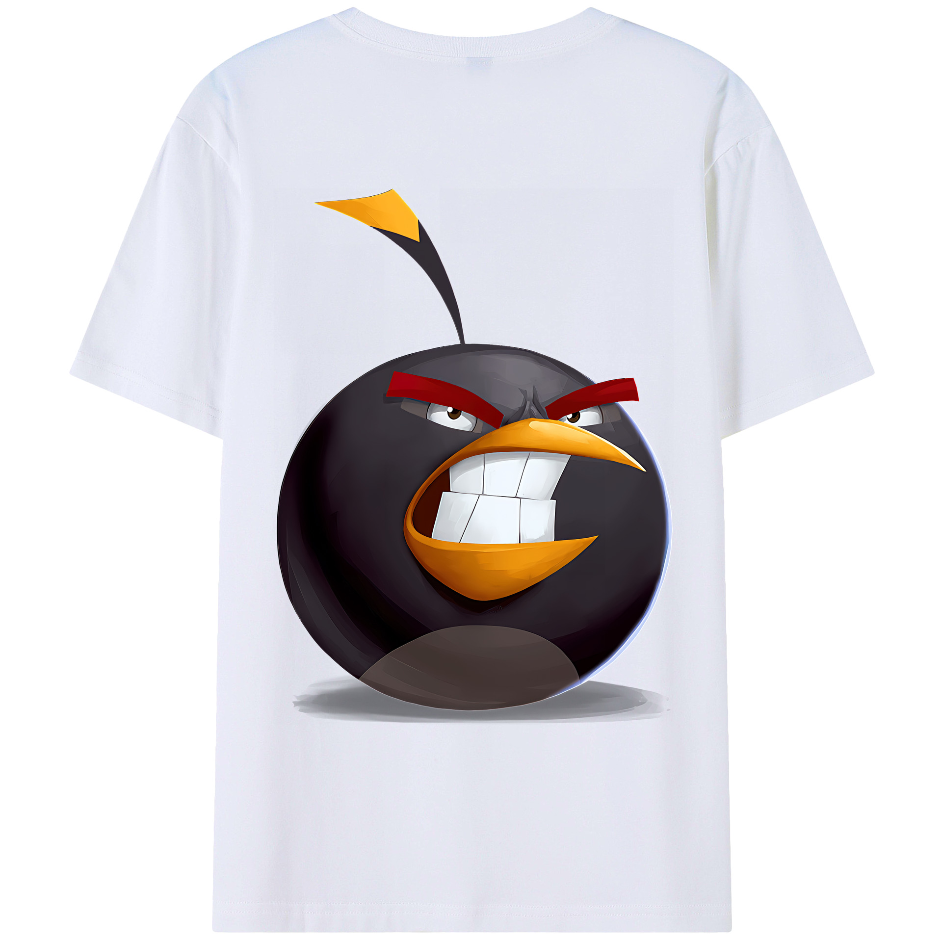 （画像用） Angry Birds アングリーバード 綿100％ メンズ半袖Tシャツ（バックプリント） 通気性