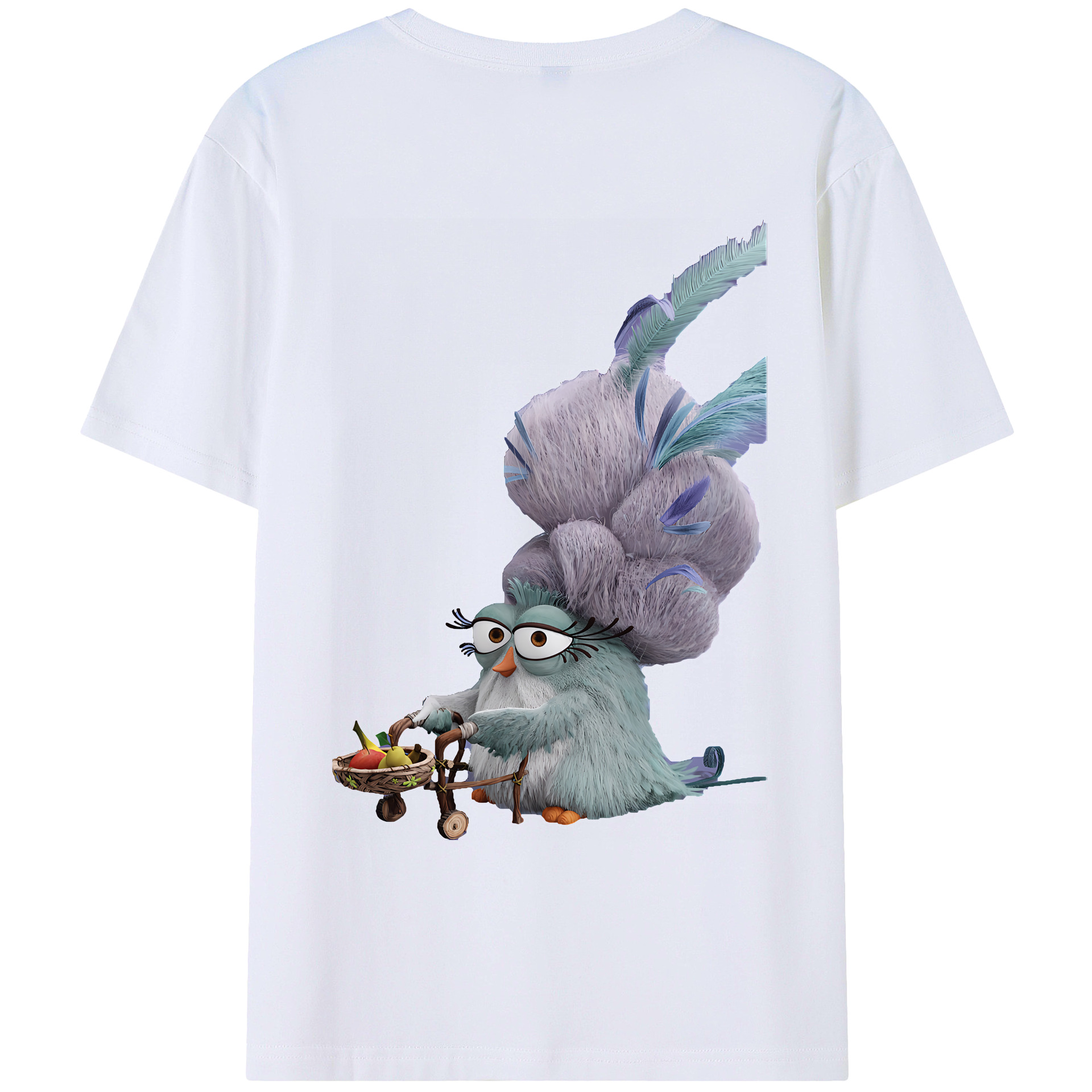 （画像用） Angry Birds アングリーバード 綿100％ メンズ半袖Tシャツ（バックプリント） 通気性